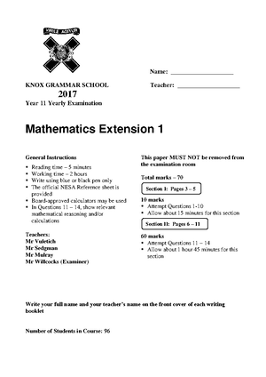 Differential Equations - EXTENSION 1 Calculus (Ext1), C3 Applications ...