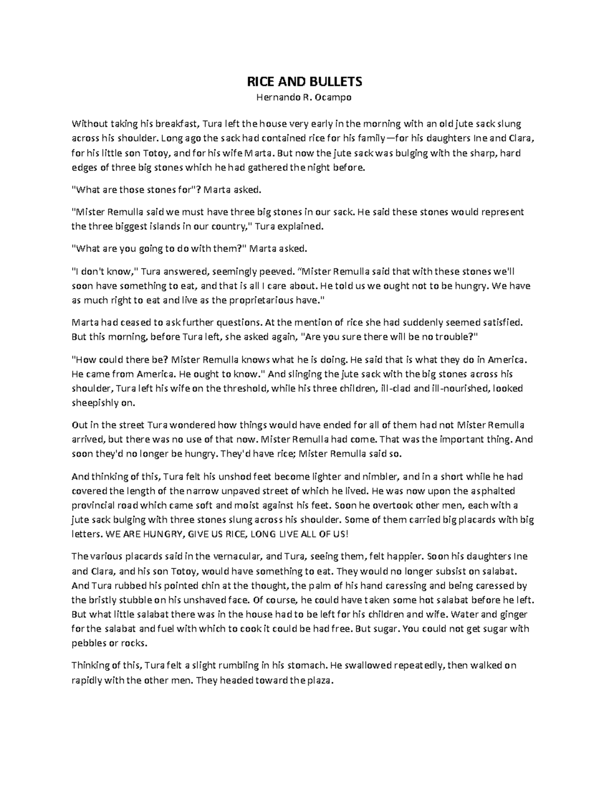 RICE AND Bullets by Hernando Ocampo RICE AND BULLETS Hernando R