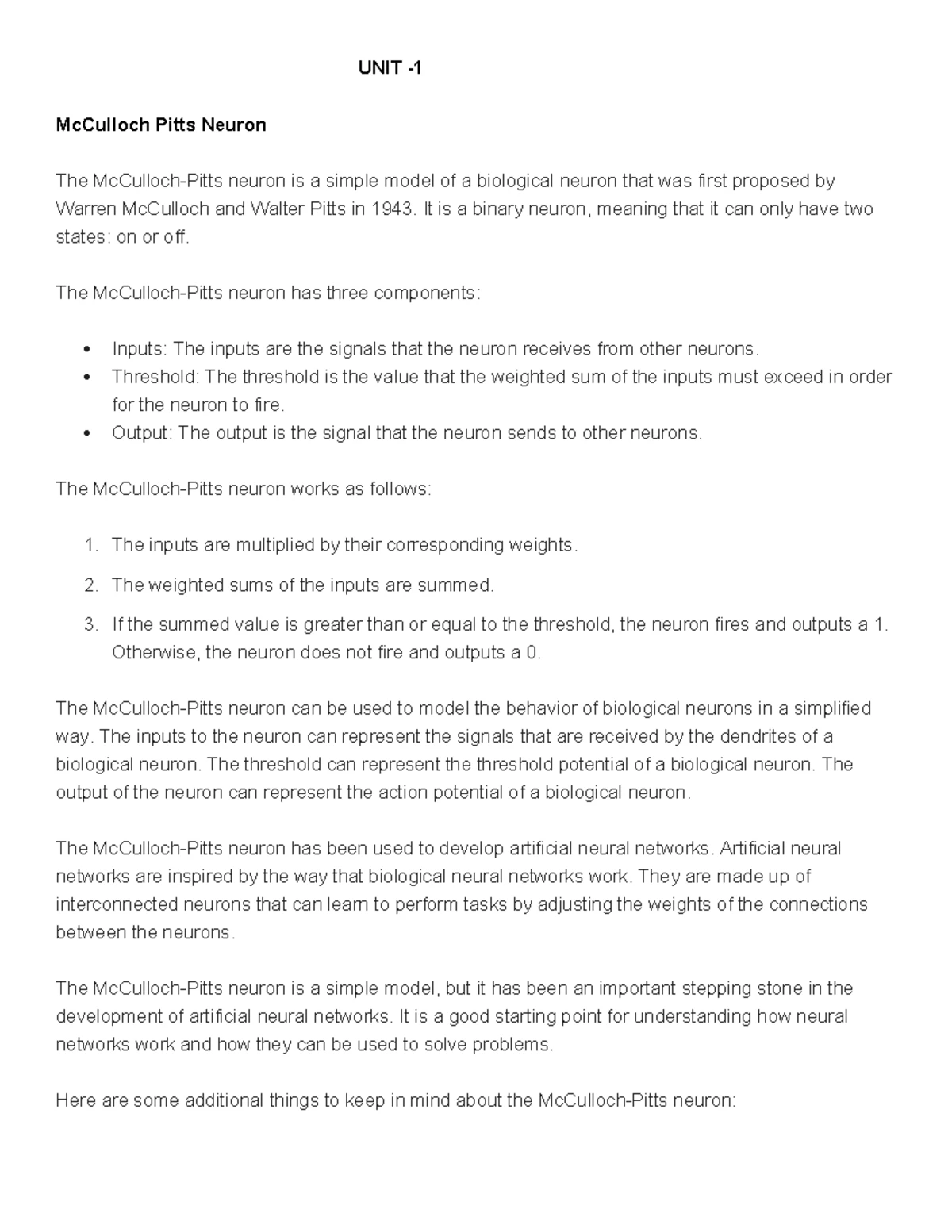 DL Print 1 - deep learning unit 1 notes - Multilayer Perceptrons (MLPs ...