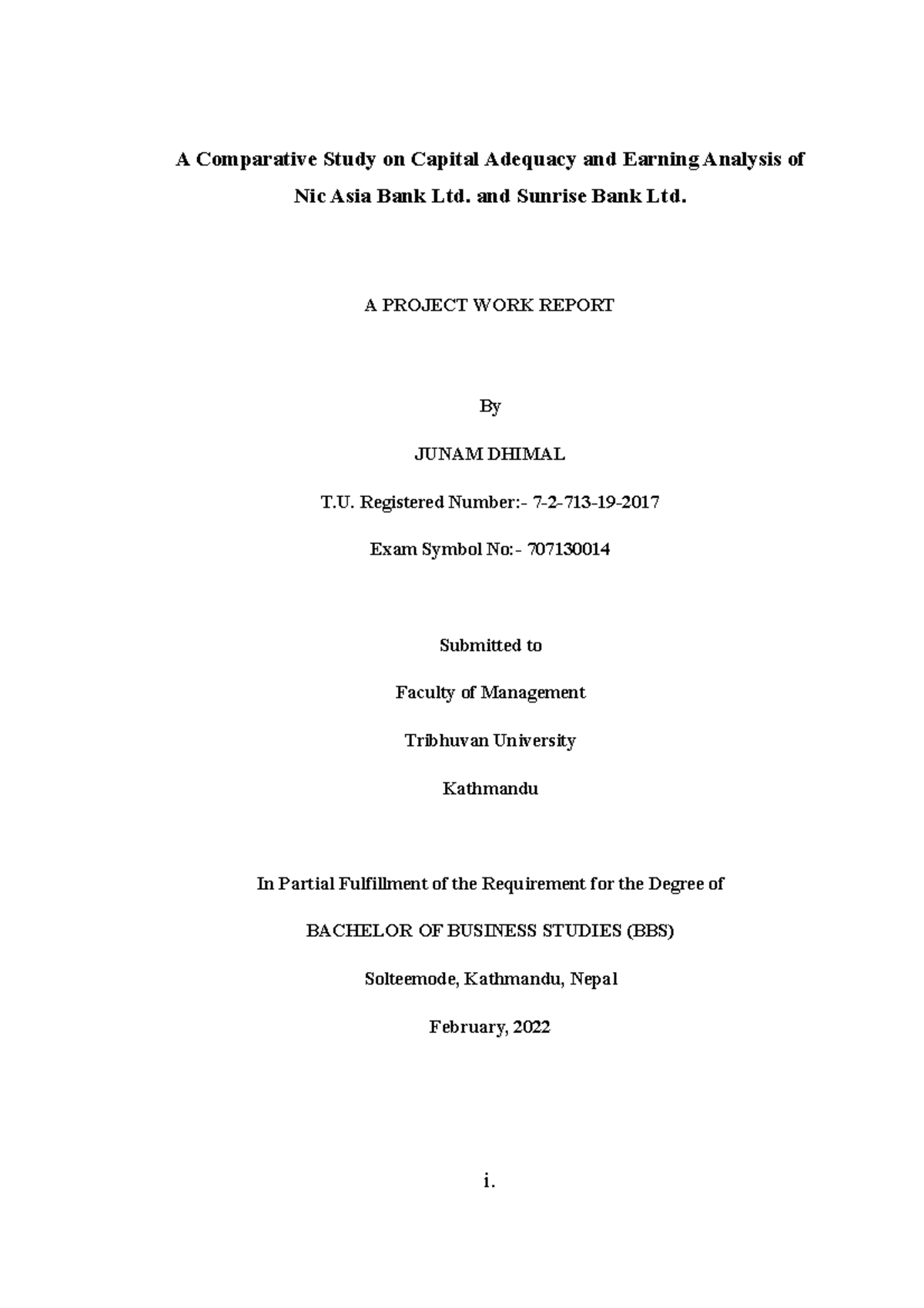 Report writing about capital adequacy and earning analysis of NIC Bank ...