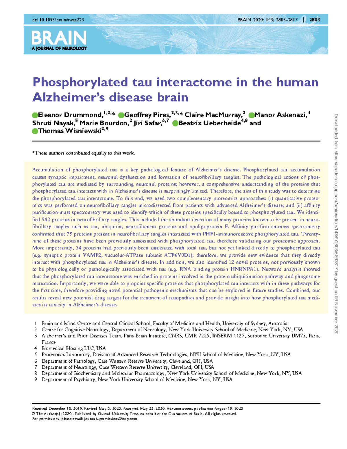 Paper 5 - Eco - Phosphorylated tau interactome in the human Alzheimer’s ...