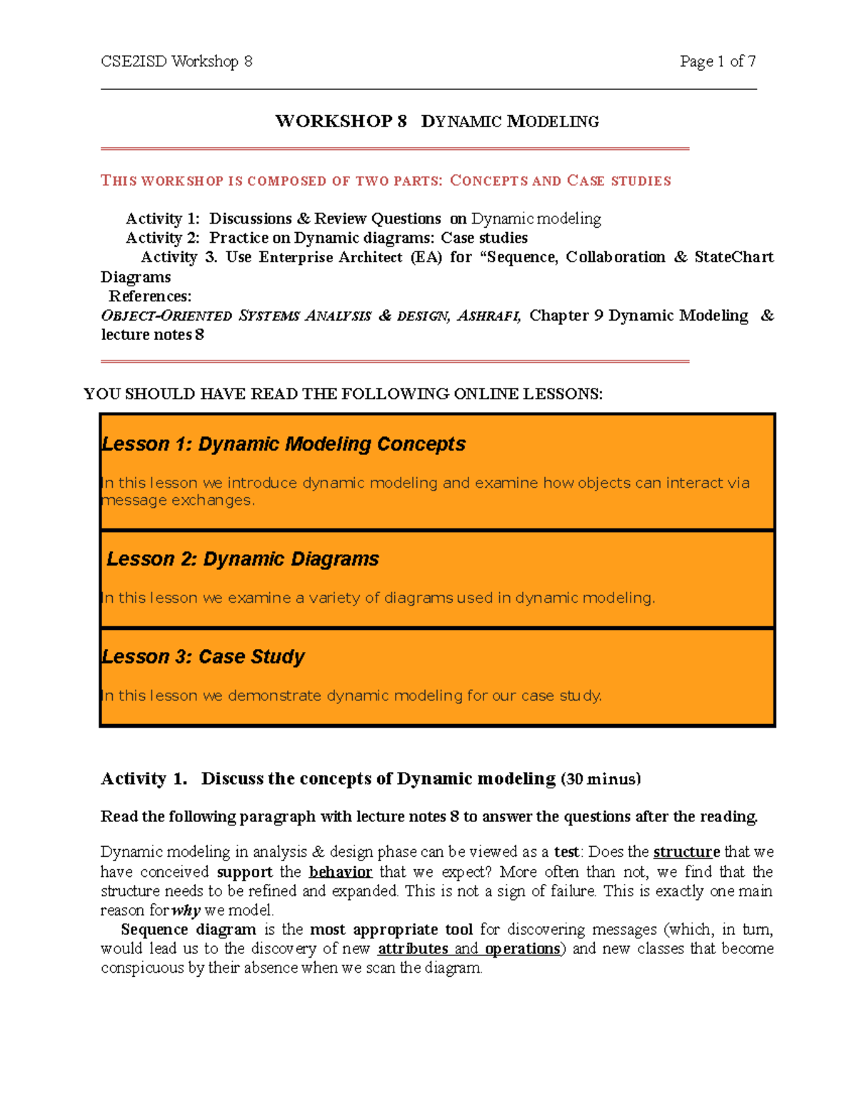 CSE2ISD Workshop 8-Dynamic Modeling-20 - CSE2ISD Workshop 8 Page 1 of 7 ...
