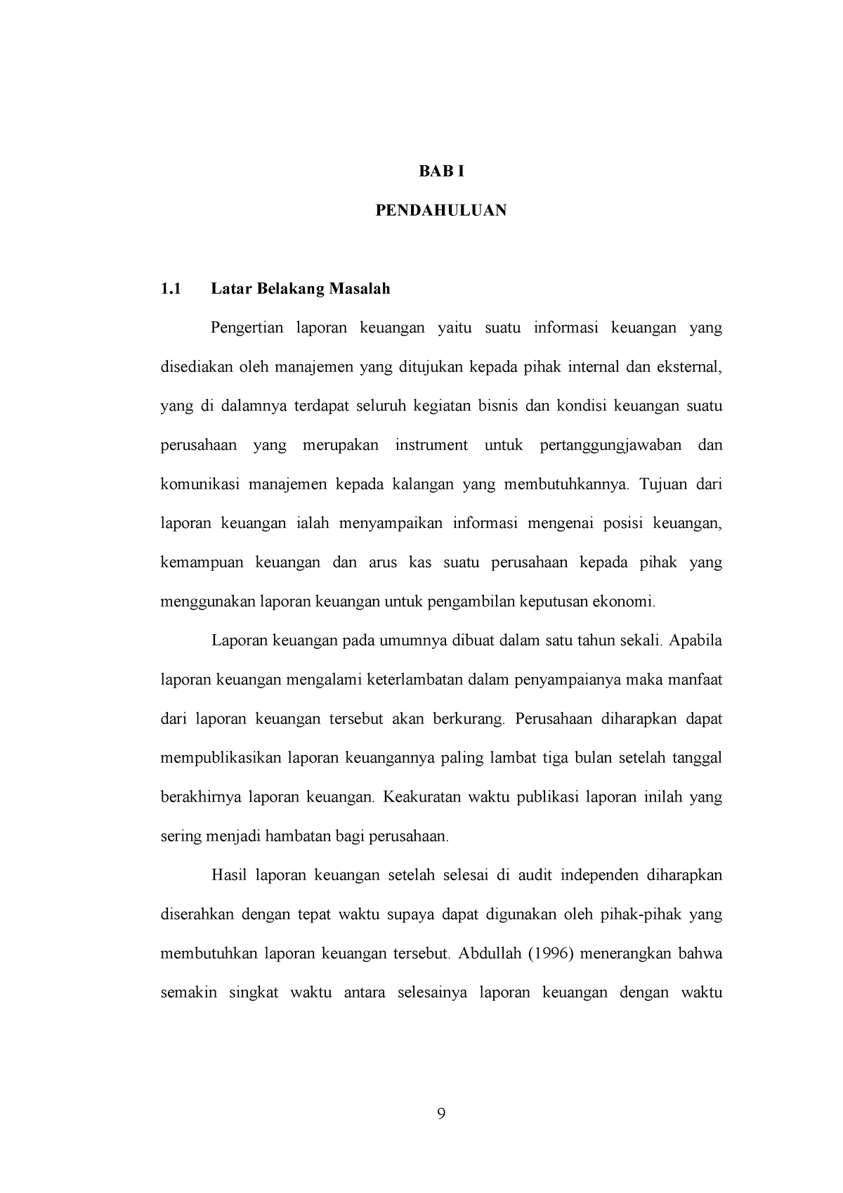 Faktor- Faktor YANG Mempengaruhi Audit Delay - 9 BAB I PENDAHULUAN 1 ...