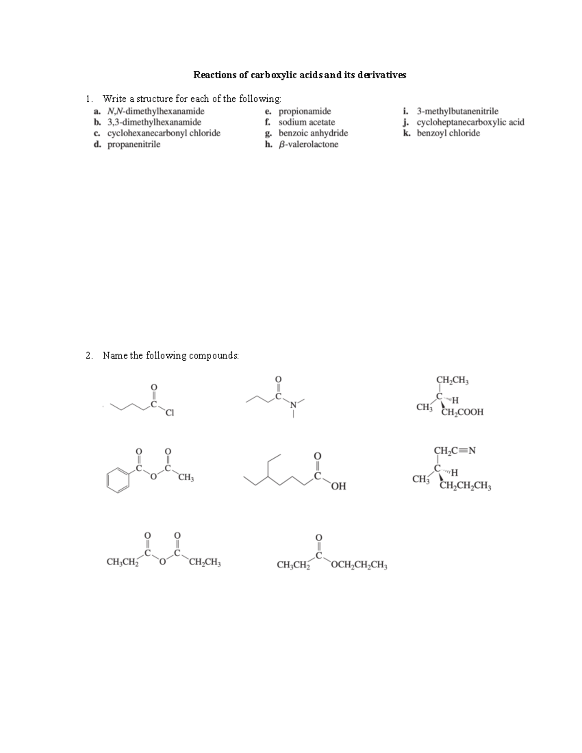 Reactions of carboxylic acids and its derivatives - sodium acetate b ...