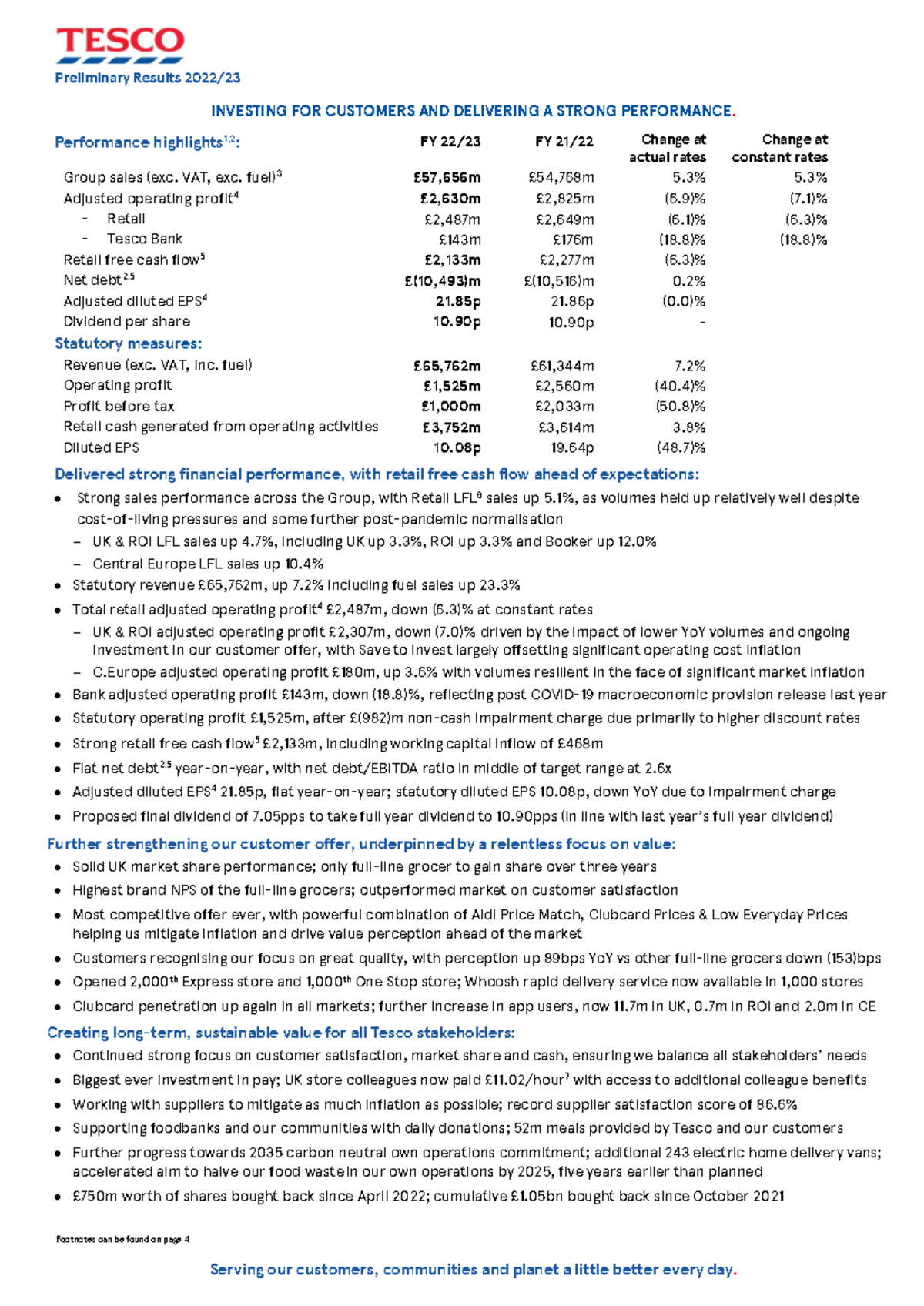 Tesco plc preliminary results 2223 press release - Preliminary Results ...