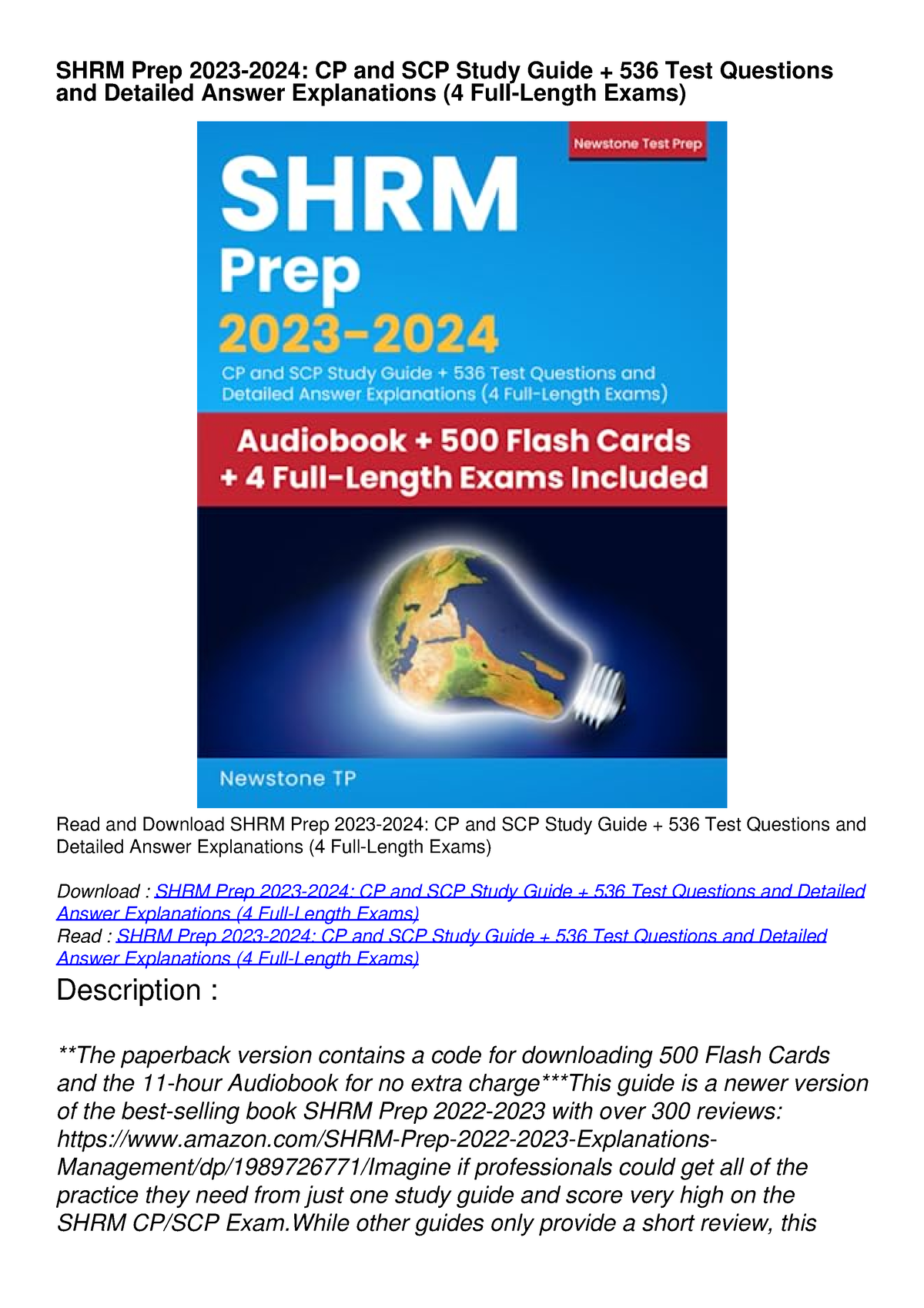 [PDF READ ONLINE] SHRM Prep 20232024 CP and SCP Study Guide + 536