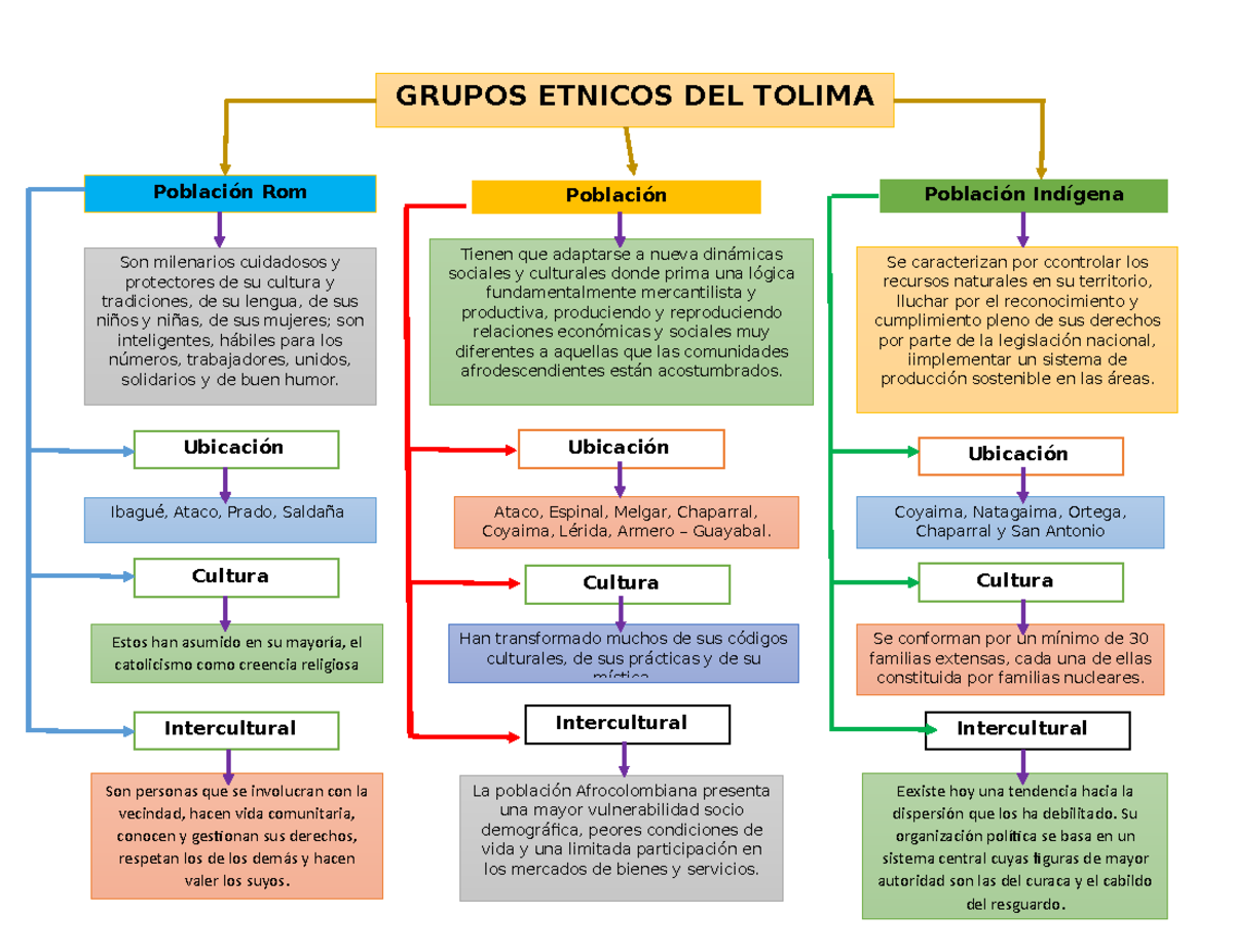 Mapa Conceptual Grupos Etnicos Del Tolima Población Población Indígena Afrodescendiente 6891