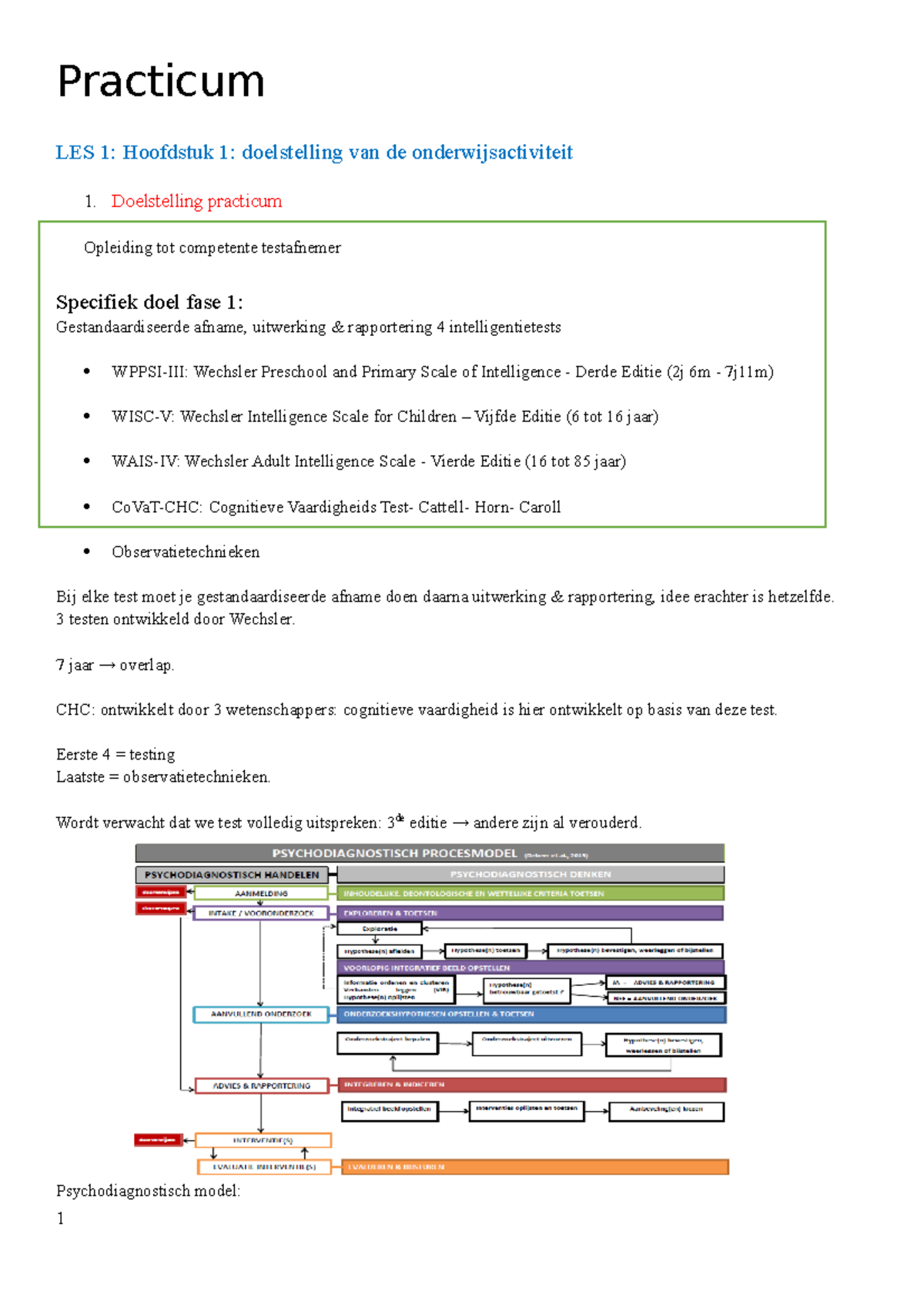 Samenvating - Samenvatting - Observeren En Rapporteren - Practicum LES ...