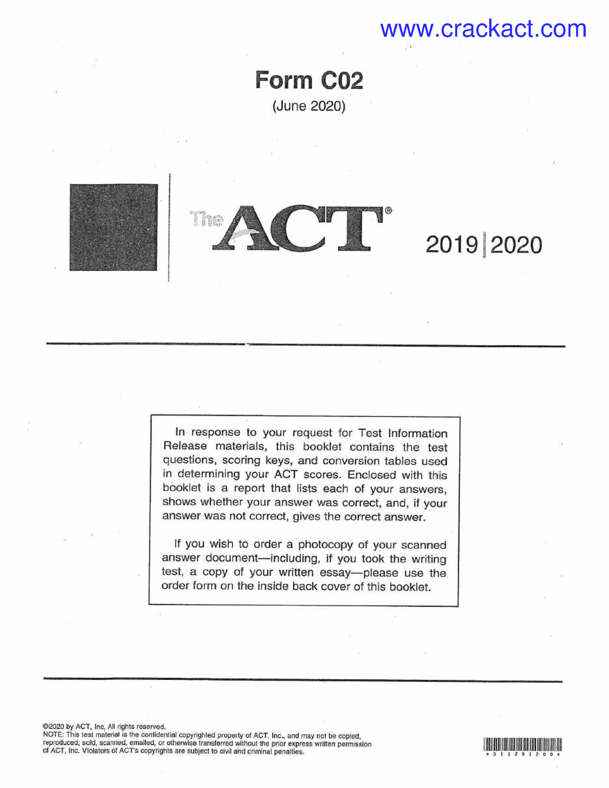 ACT C02 ACT Exam Booklet EDSTEM 82T Studocu