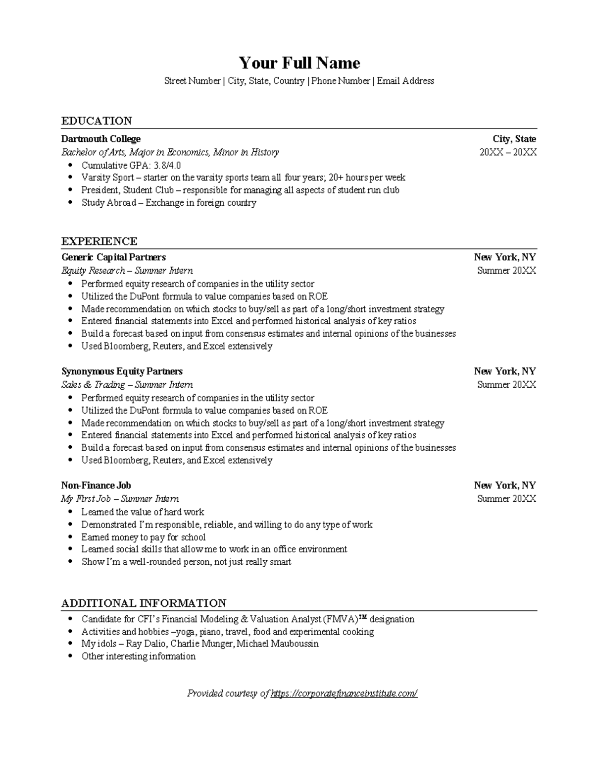 investment-banking-resume-template-your-full-name-street-number