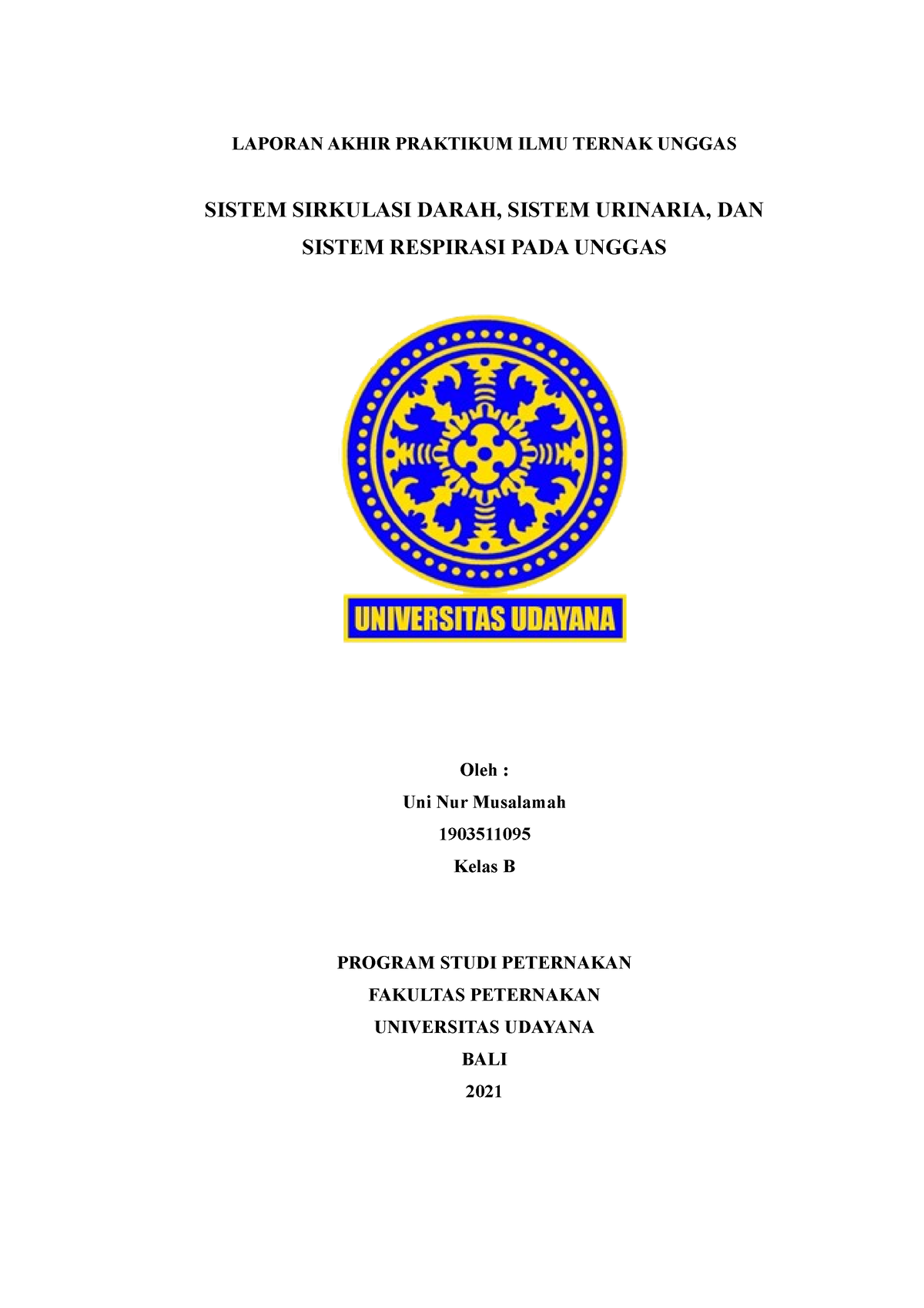 Uni Nur Musalamah 1903511095 Kelas B Sistem Sirkulasi Urinariadan ...