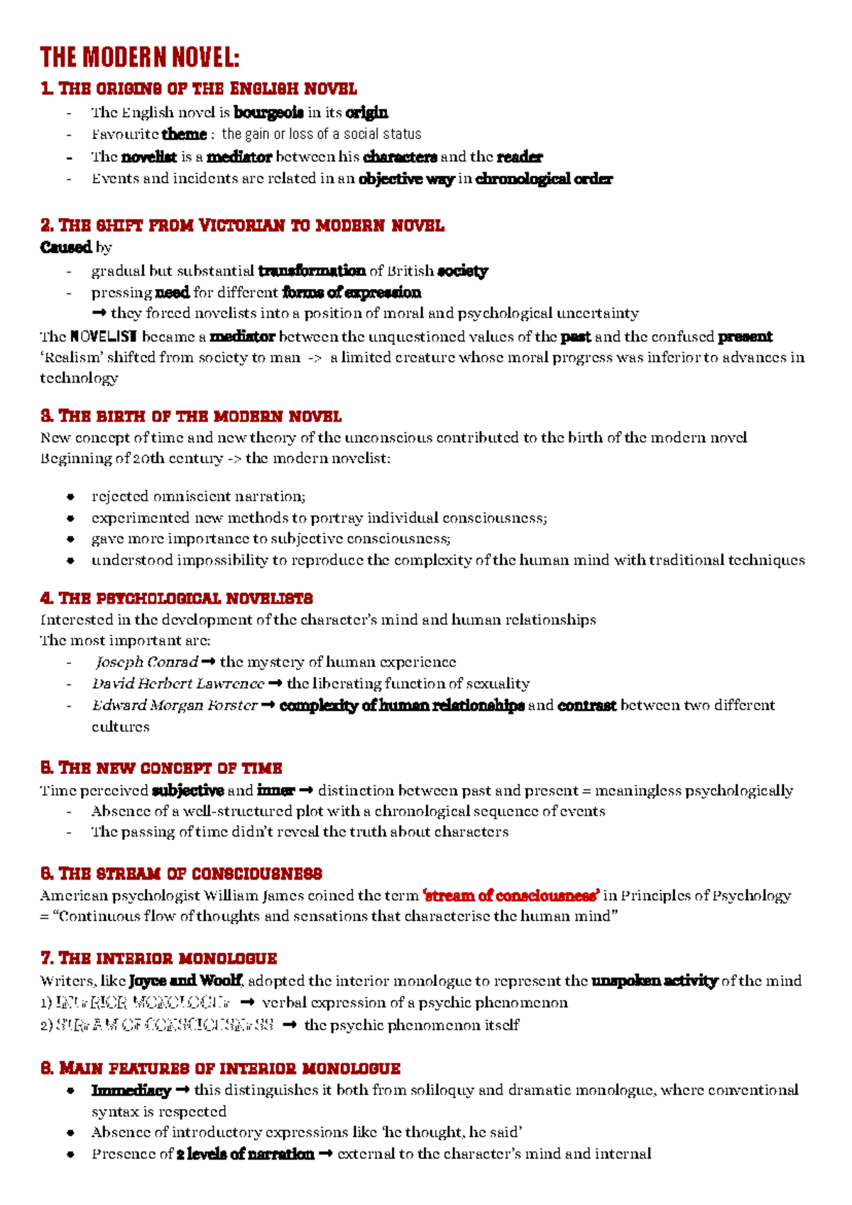 THE Modern AGE - utile per lo studio e ripasso - THE MODERN NOVEL: The ...