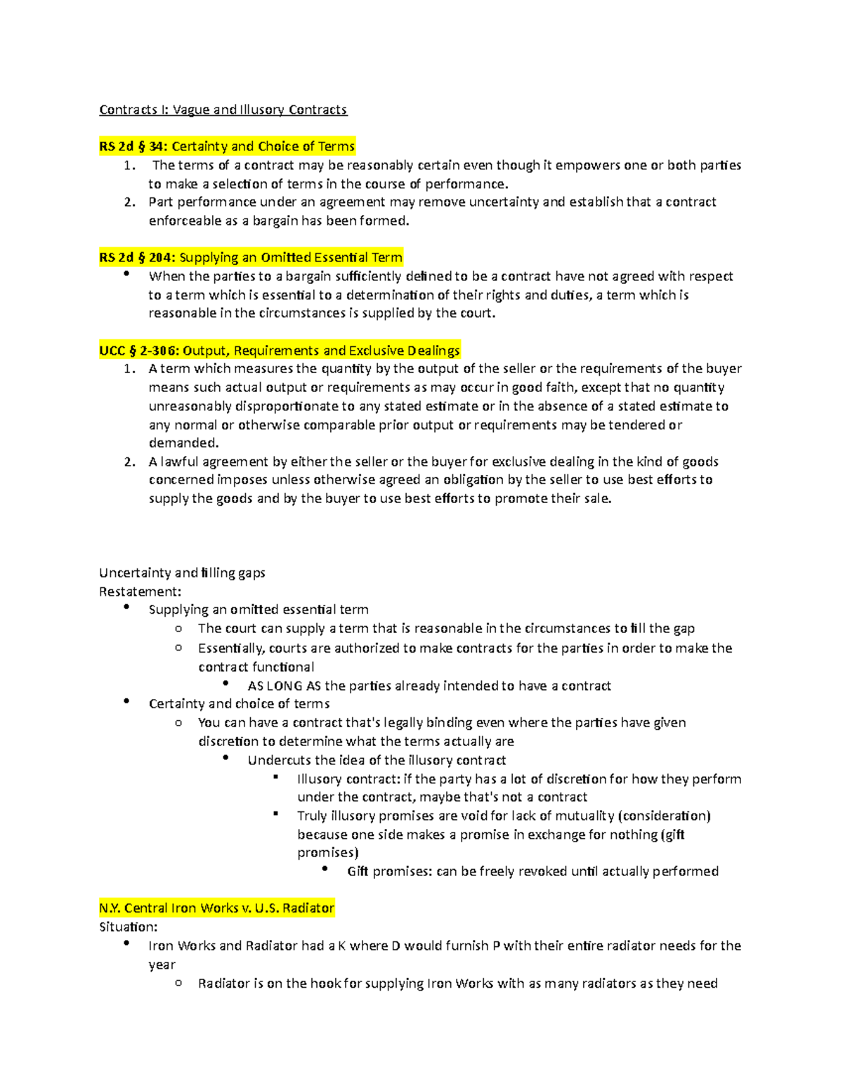 Contracts I illusory contracts Contracts I Vague and Illusory