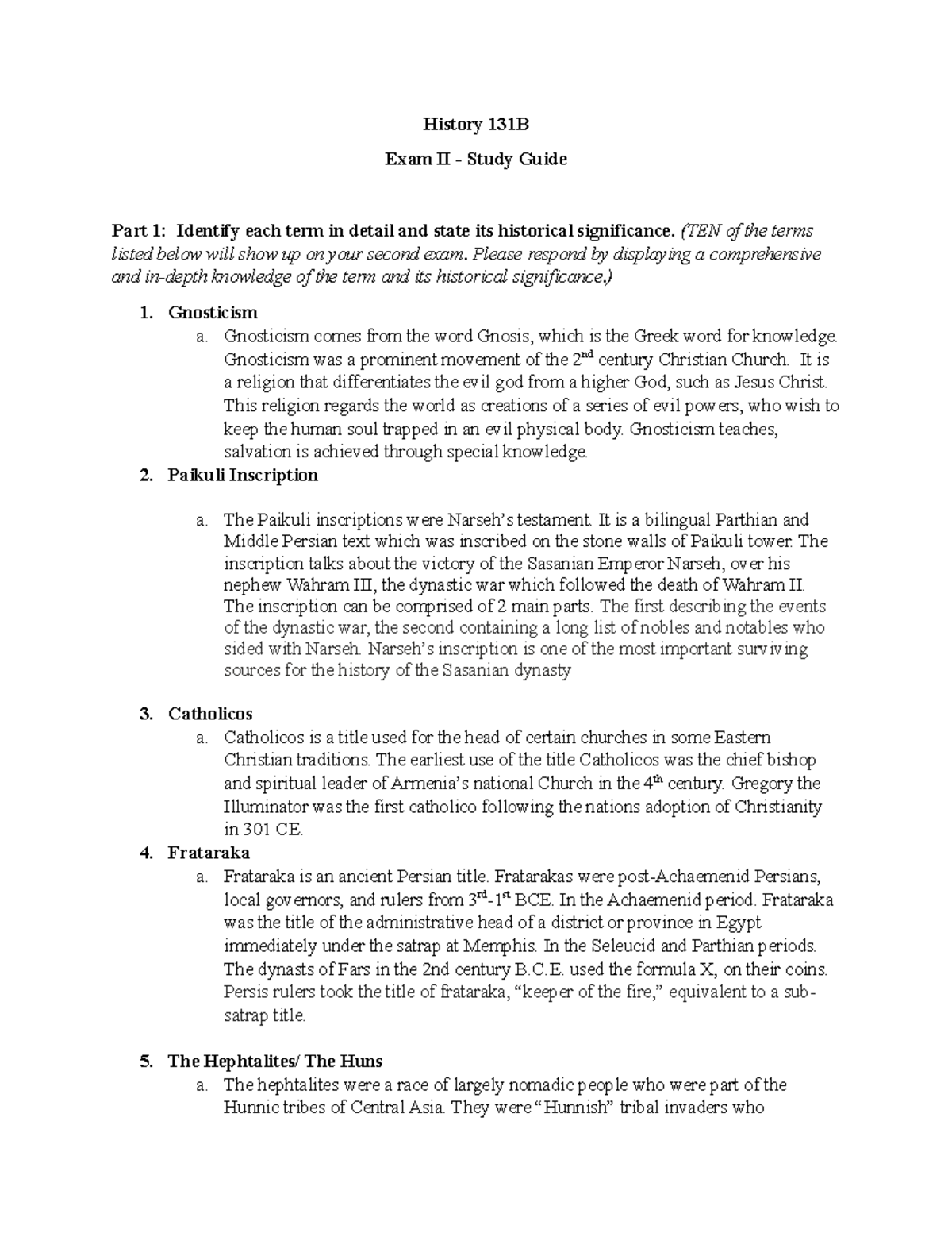 History 131B-EXAM 2 Study Guide PART 1 - History 131B Exam II - Study ...