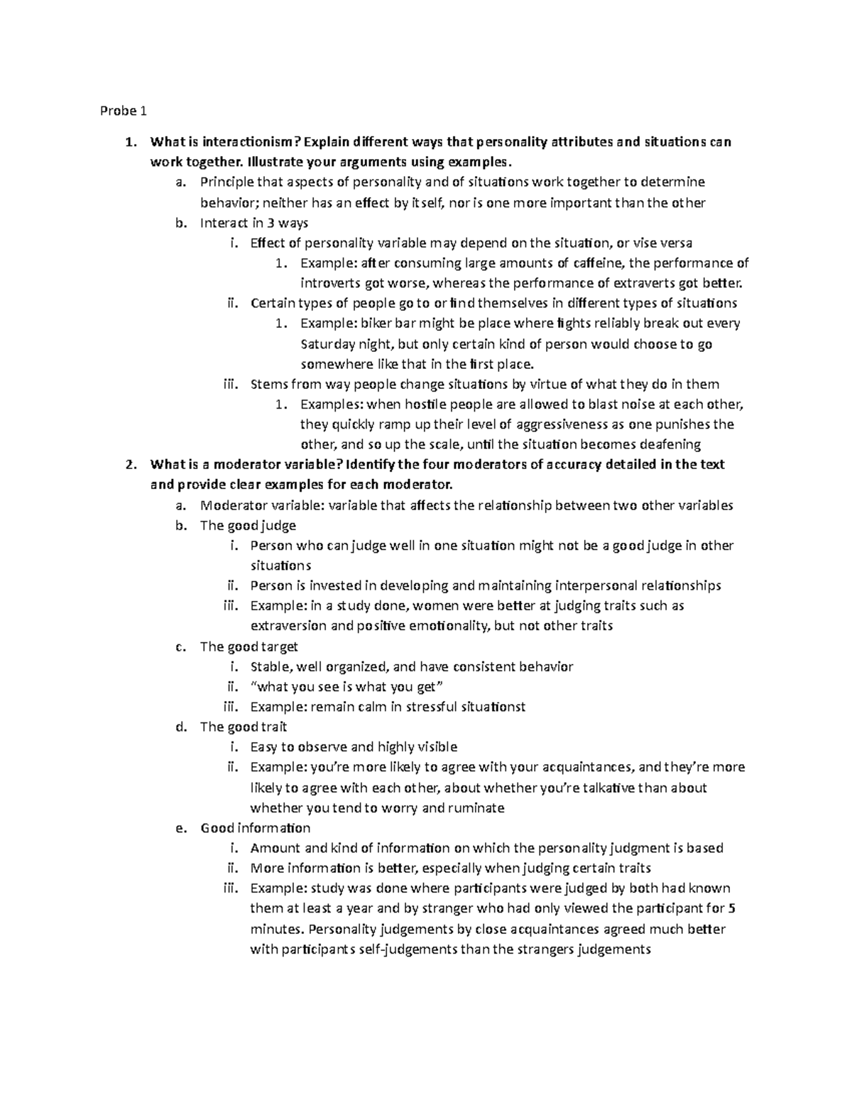 Probe 1 worksheet - Probe 1 What is interactionism? Explain different ...