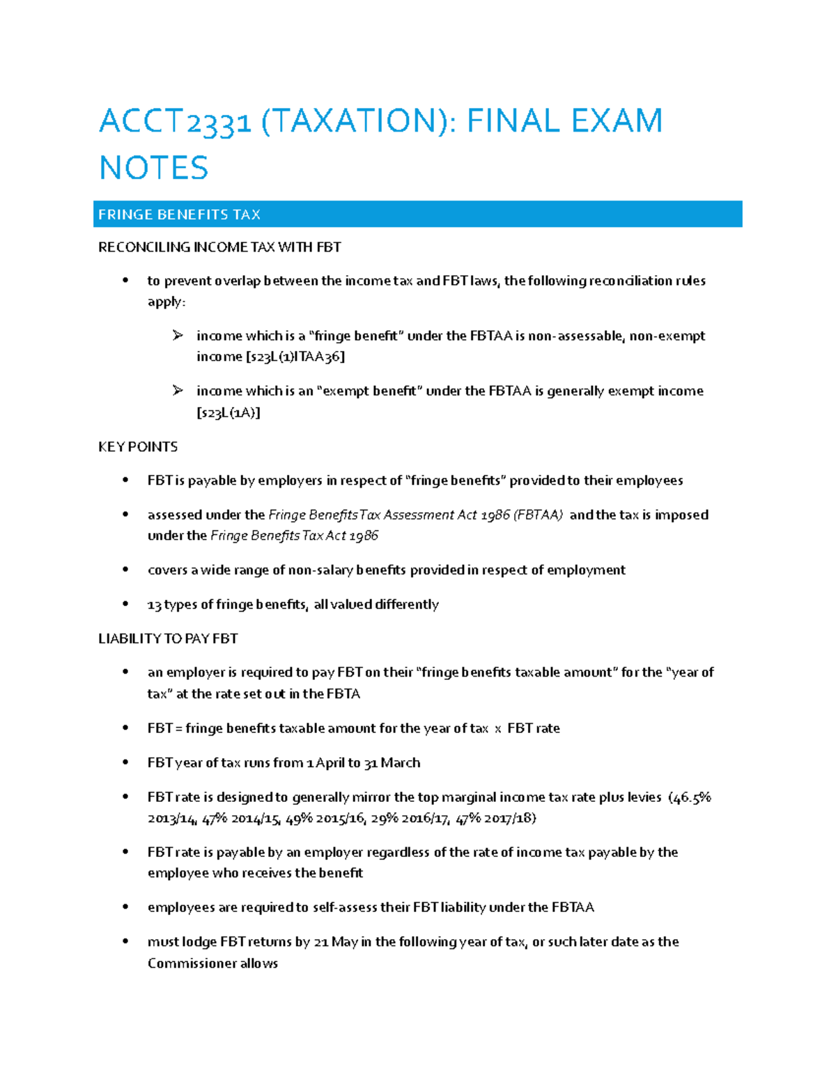 Lecture Notes, Lectures 8-13 - Notes From The Lecture Slides And Book ...