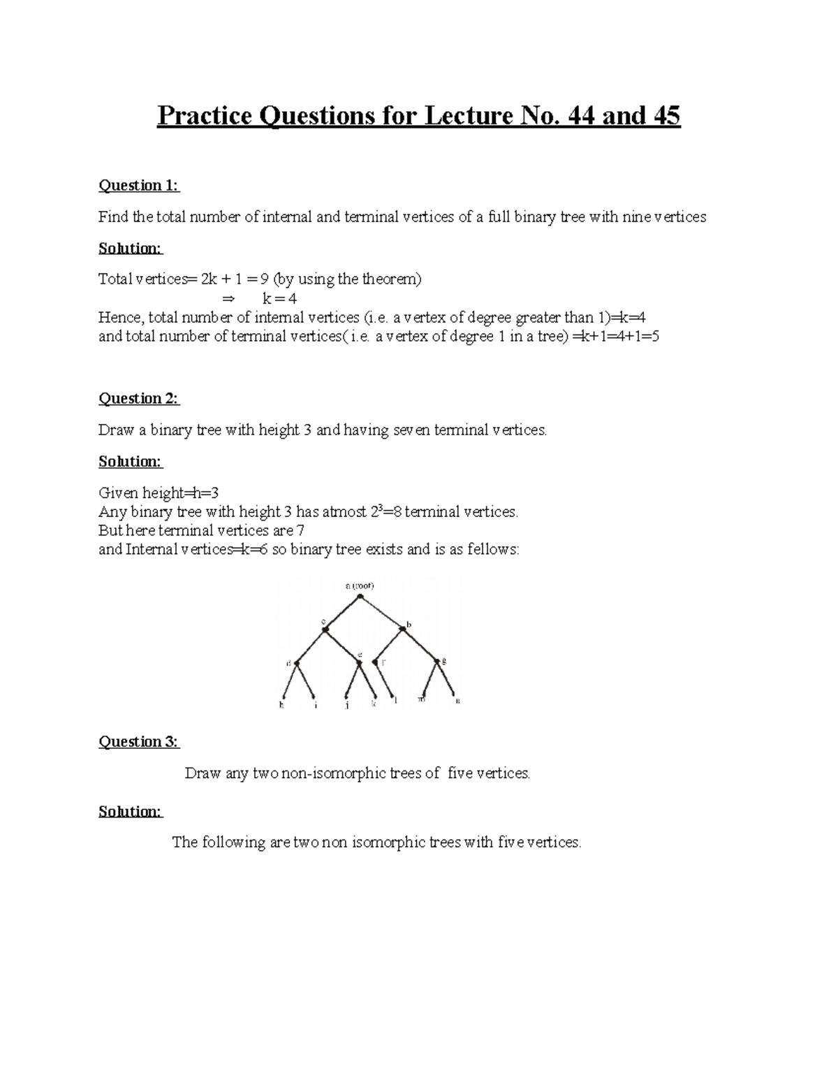 Practice Questions and solution Lecture 44 - 45 - Discreate mathematics ...