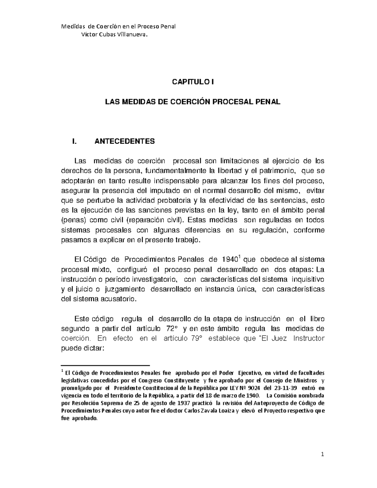 4. Medidas DE Coercion EN EL CPP Víctor Cubas Villanueva. CAPITULO I