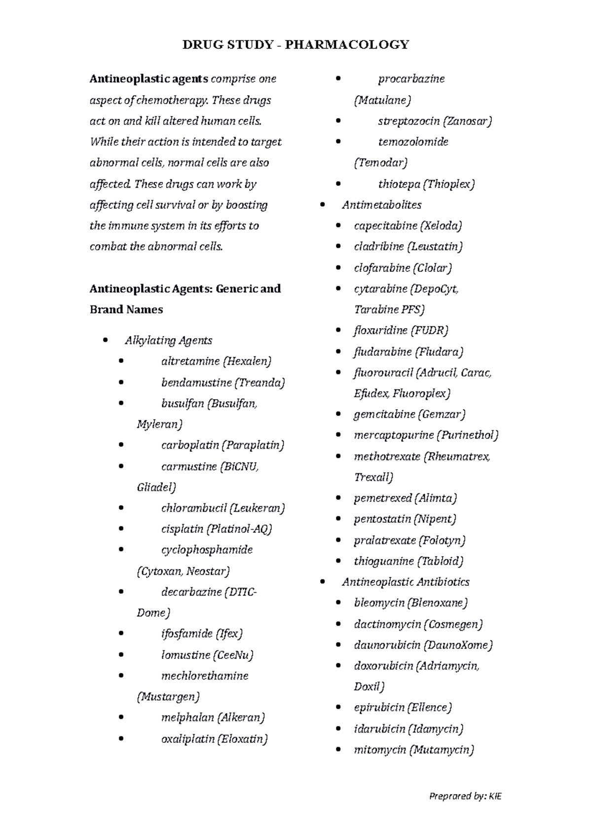 Antineoplastic agents - DRUG Study - Antineoplastic agents comprise one ...