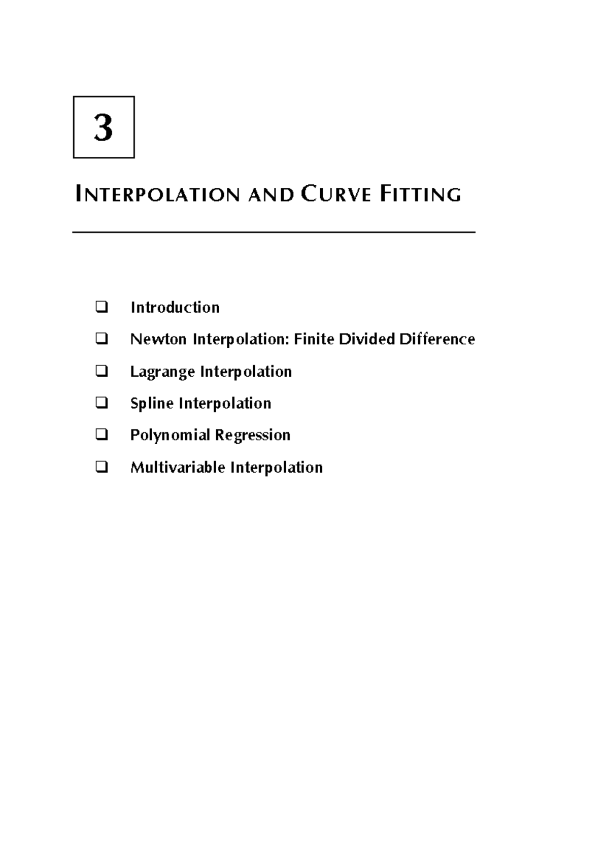 Interpolation Curve Fitting - 3 INTERPOLATION AND CURVE FITTING ...
