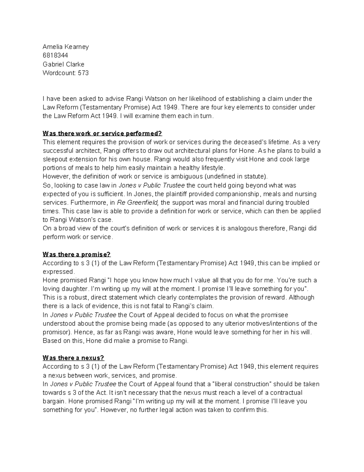 Case Analysis Assesment - Amelia Kearney 6818344 Gabriel Clarke ...