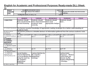 Lesson Plan with Media & Information Literacy Integration - DAILY ...