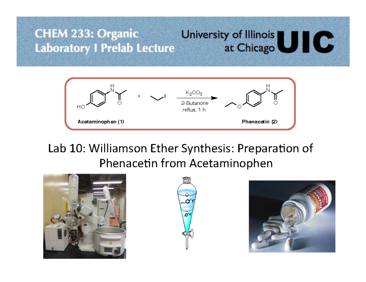 Pre Lab 10 Williamson ether synthesis Rotary Evaporator Lab 10