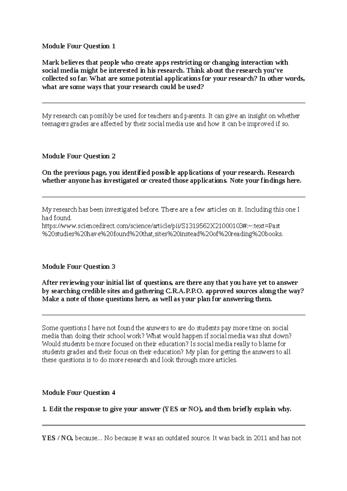 SCS 200 Applied Social Sciences Module 4 - Module Four Question 1 Mark ...