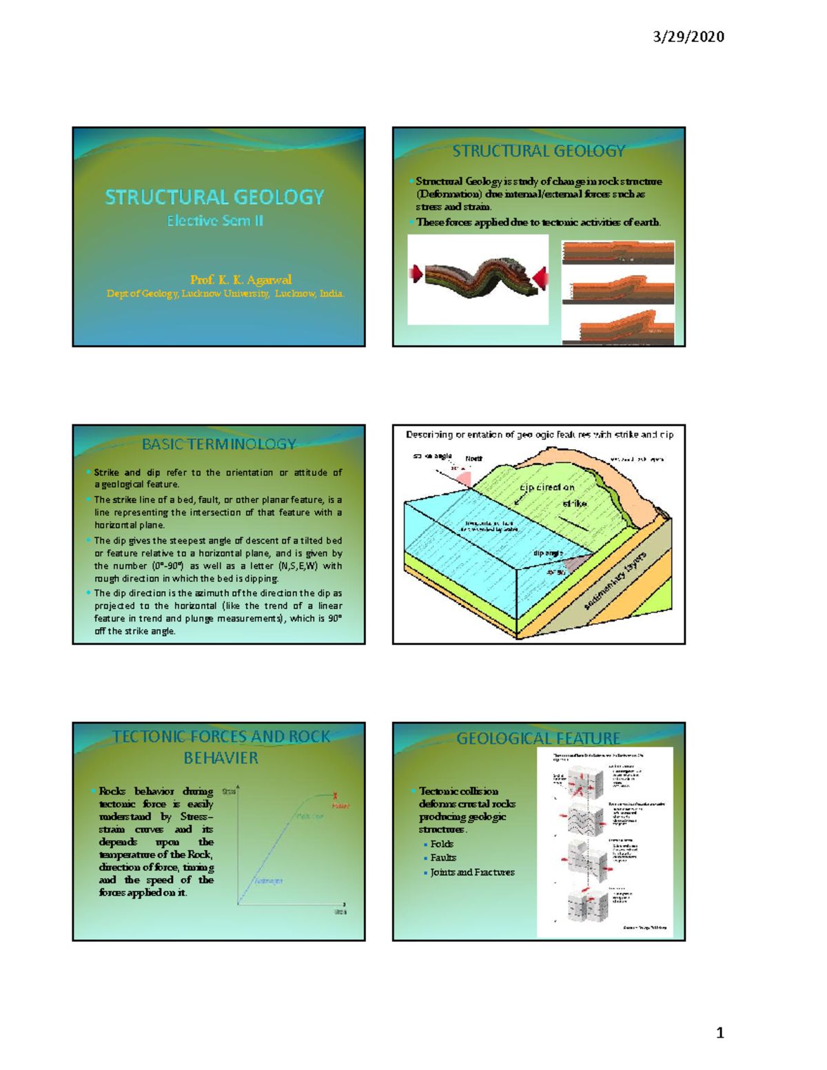 Structural geology lecture note - Prof. K. K. Agarwal Dept of Geology ...