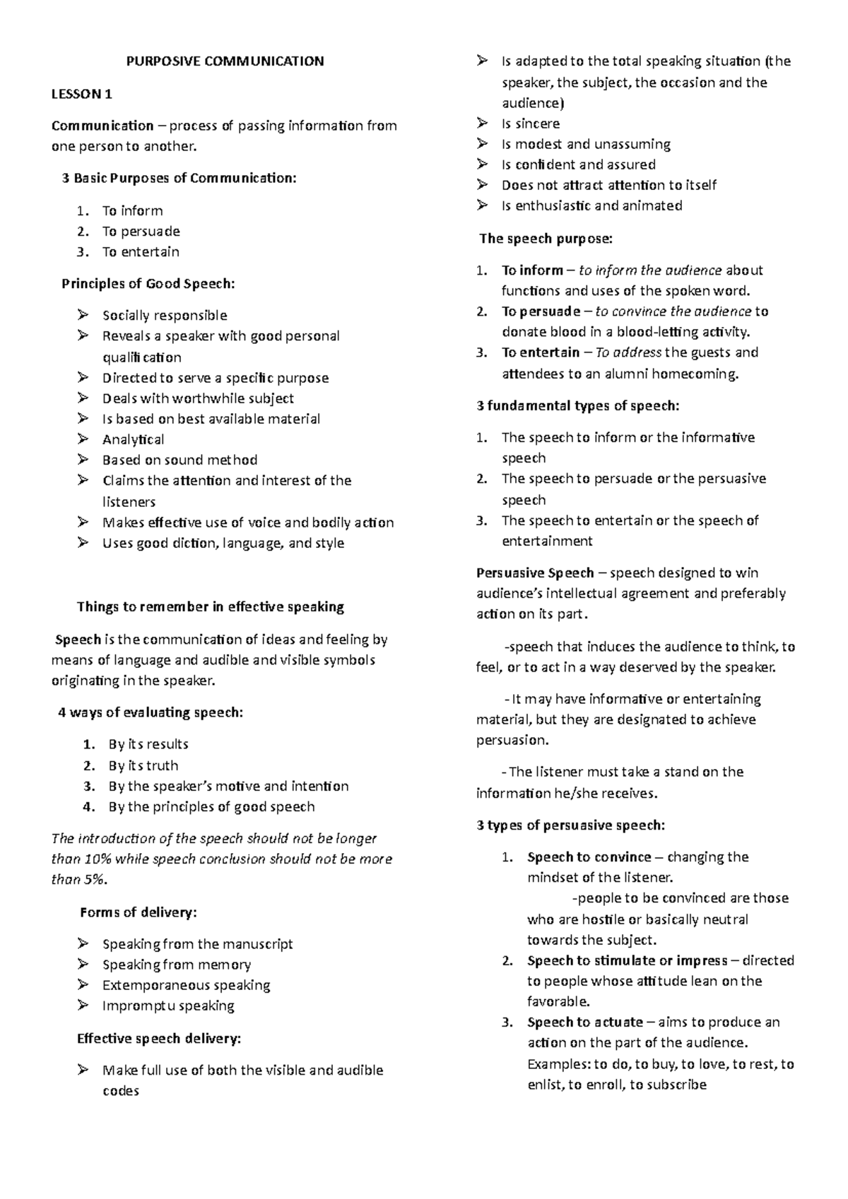 Lessons for college courses - PURPOSIVE COMMUNICATION LESSON 1 ...