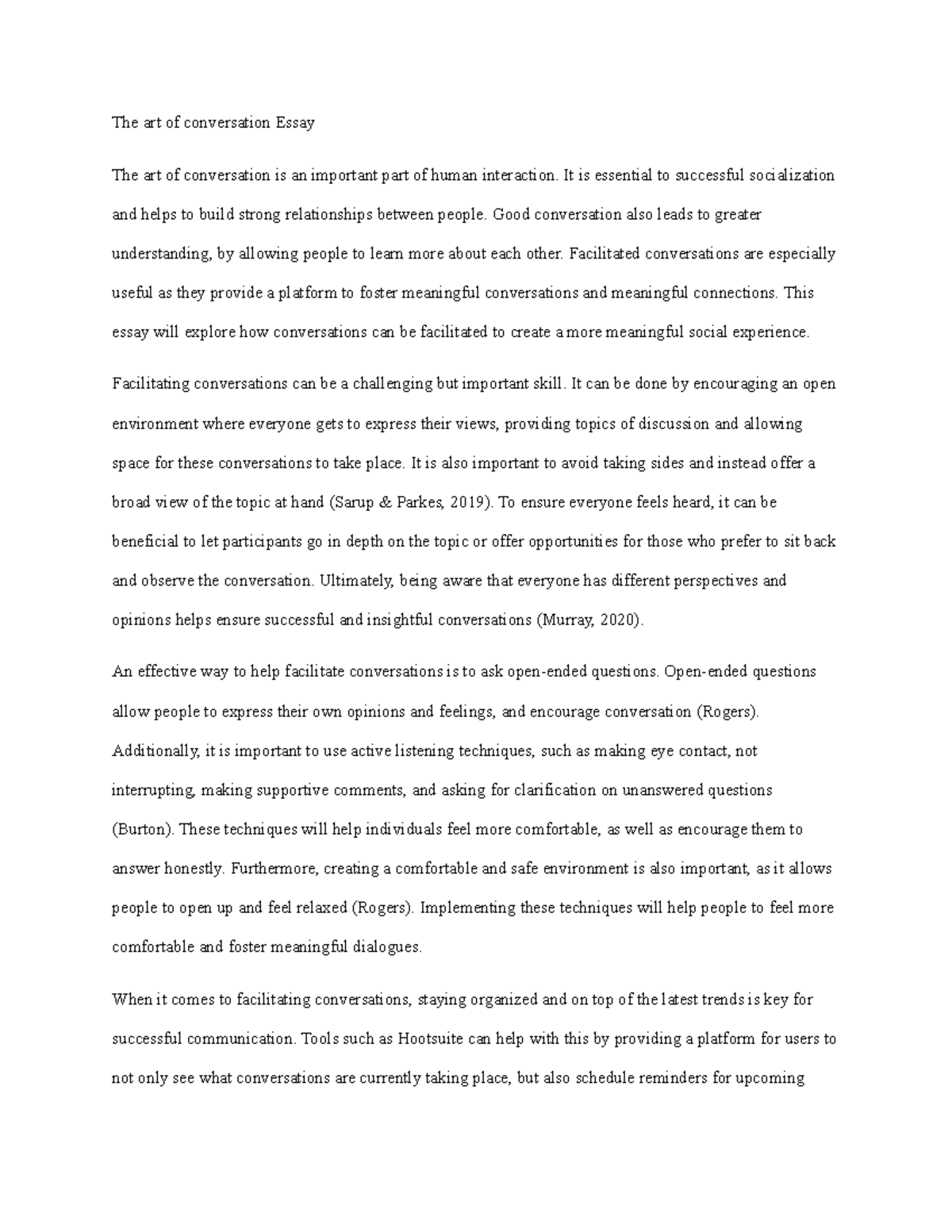 art of conversation essay