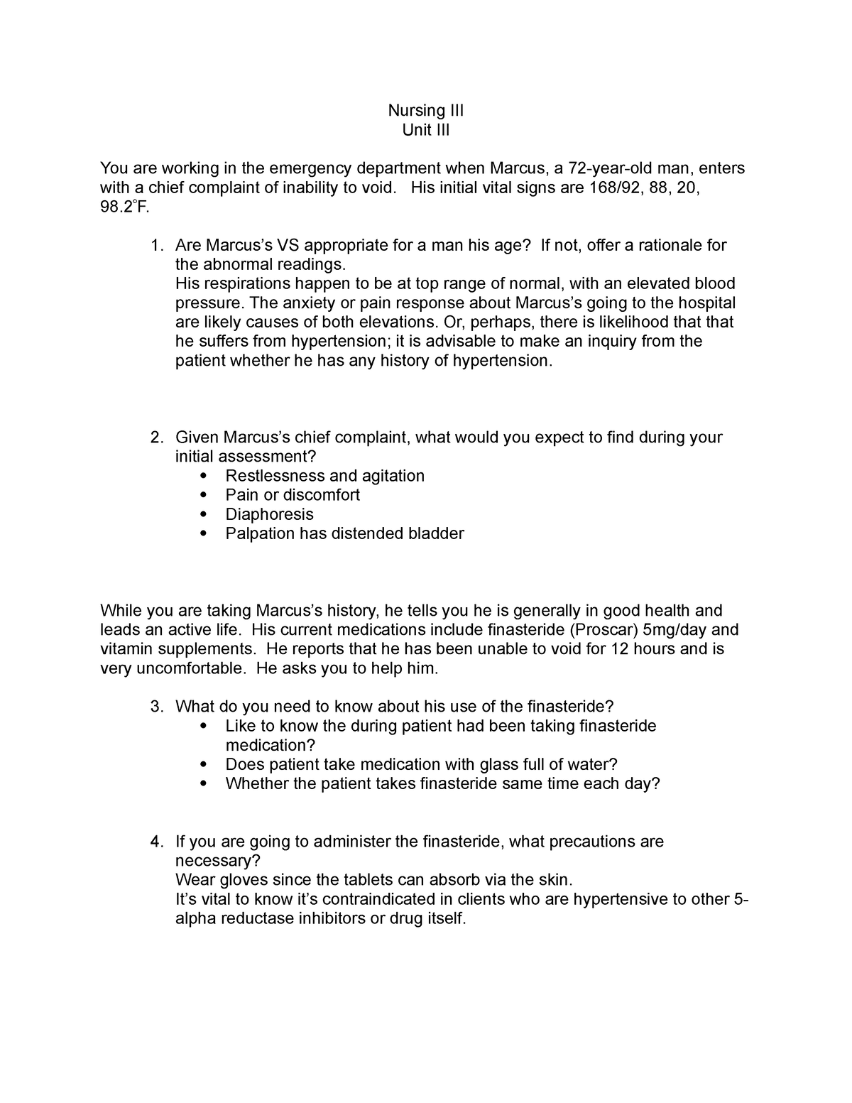 urinary retention case study nursing