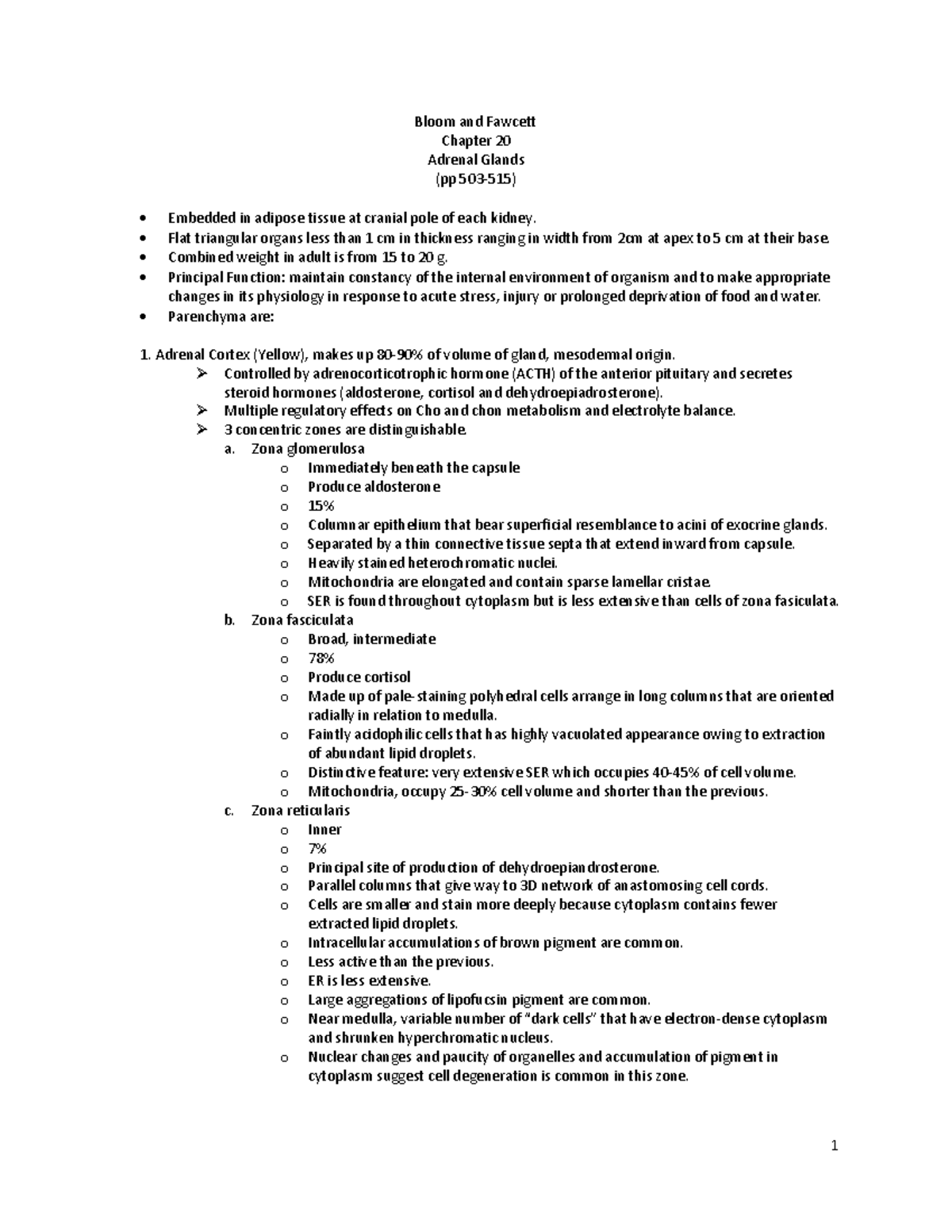 Adrenal and pancreas - anatomy med notes - Bloom and Fawcett Chapter 20 ...