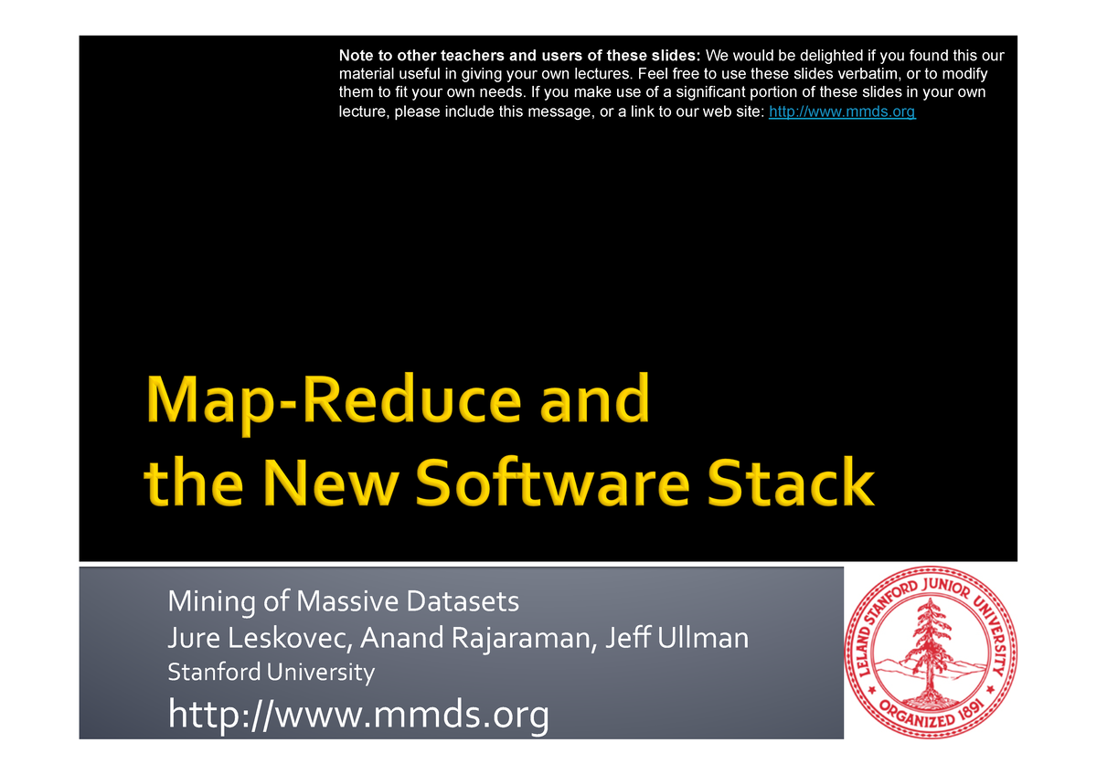 Ch02 Mapreduce Mining Of Massive Datasets Jure Leskovec Anand