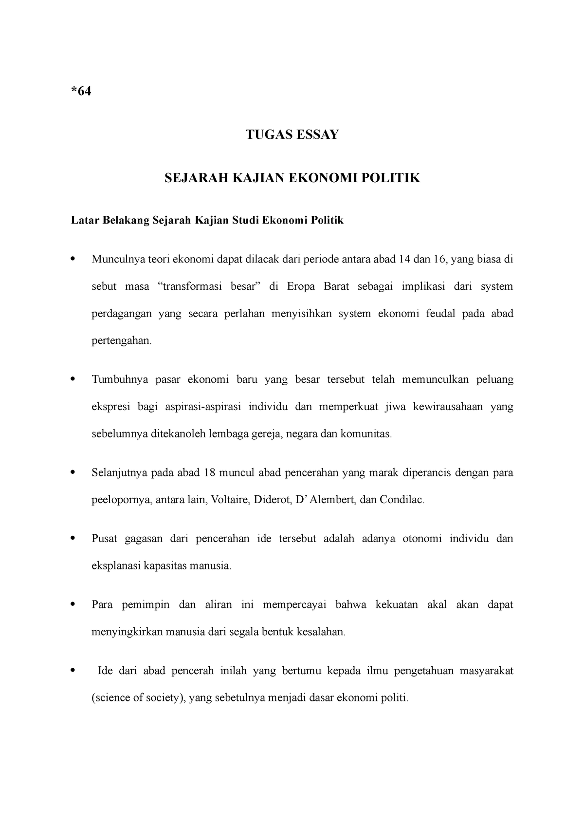 essay sejarah form 1