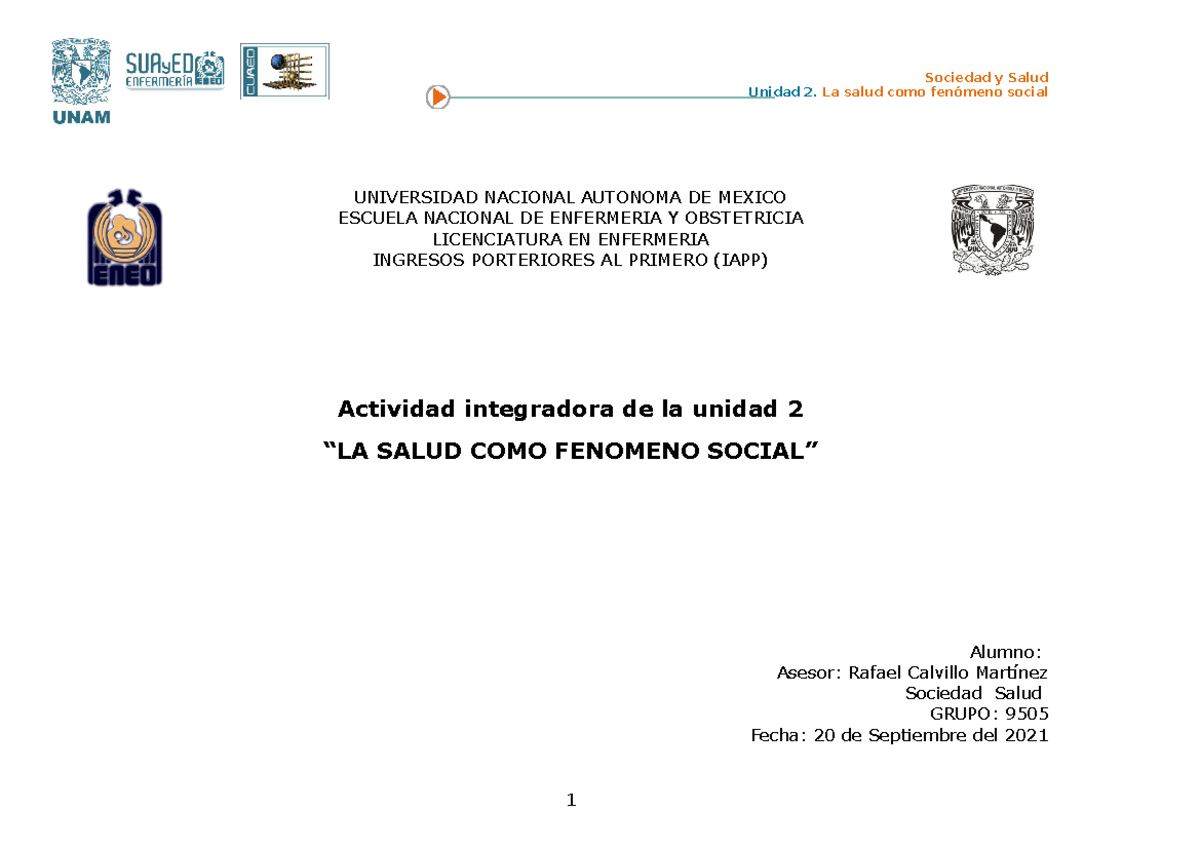 Unidad 2 - Sociedad Y Salud Unidad 2. La Salud Como Fenómeno Social ...