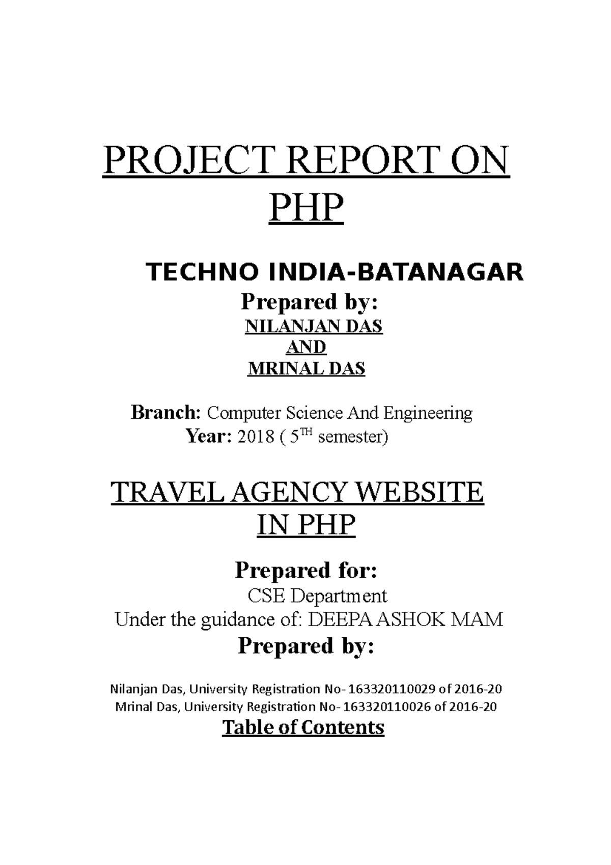 Php project report - PROJECT REPORT ON PHP TECHNO INDIA-BATANAGAR ...