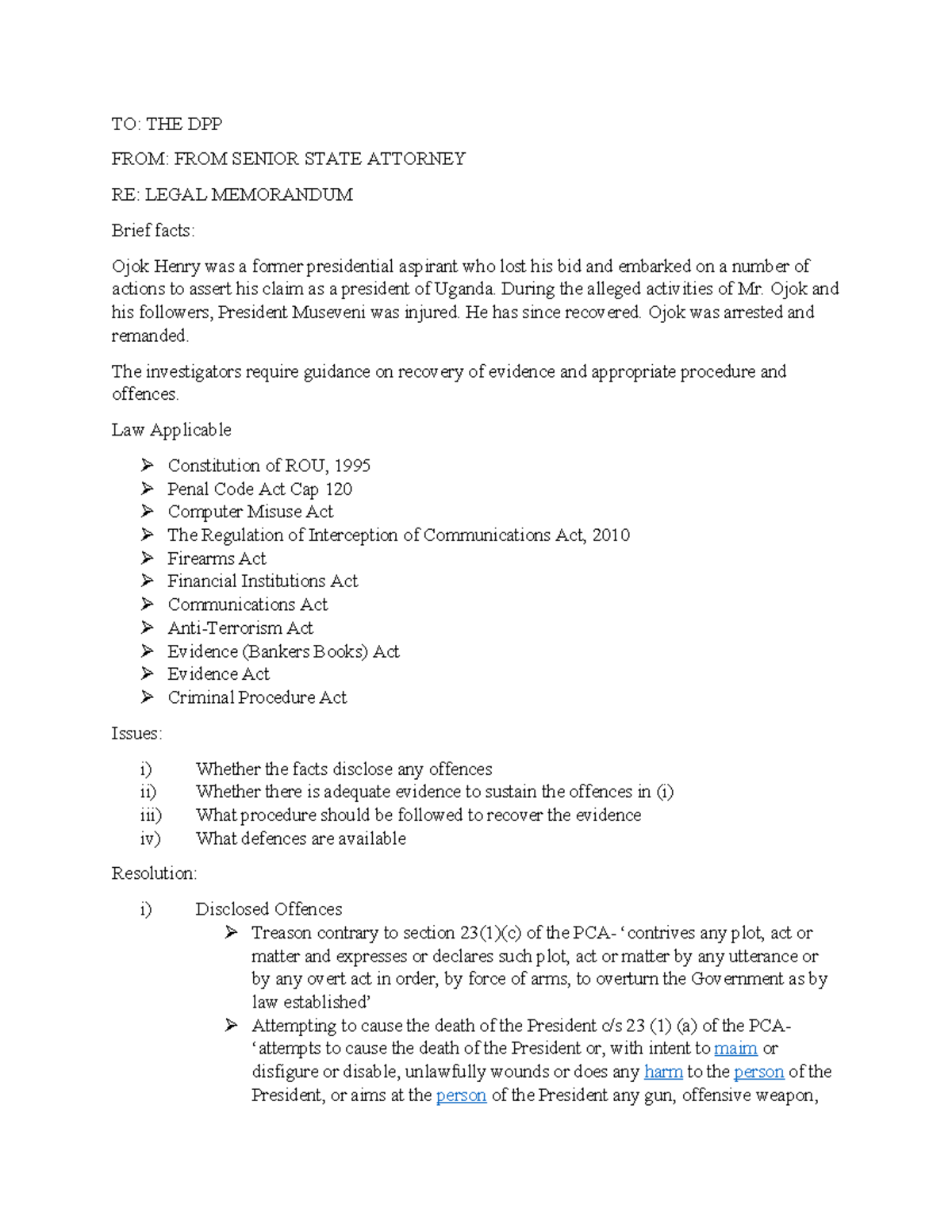 Criminal Procedure - TO: THE DPP FROM: FROM SENIOR STATE ATTORNEY RE ...
