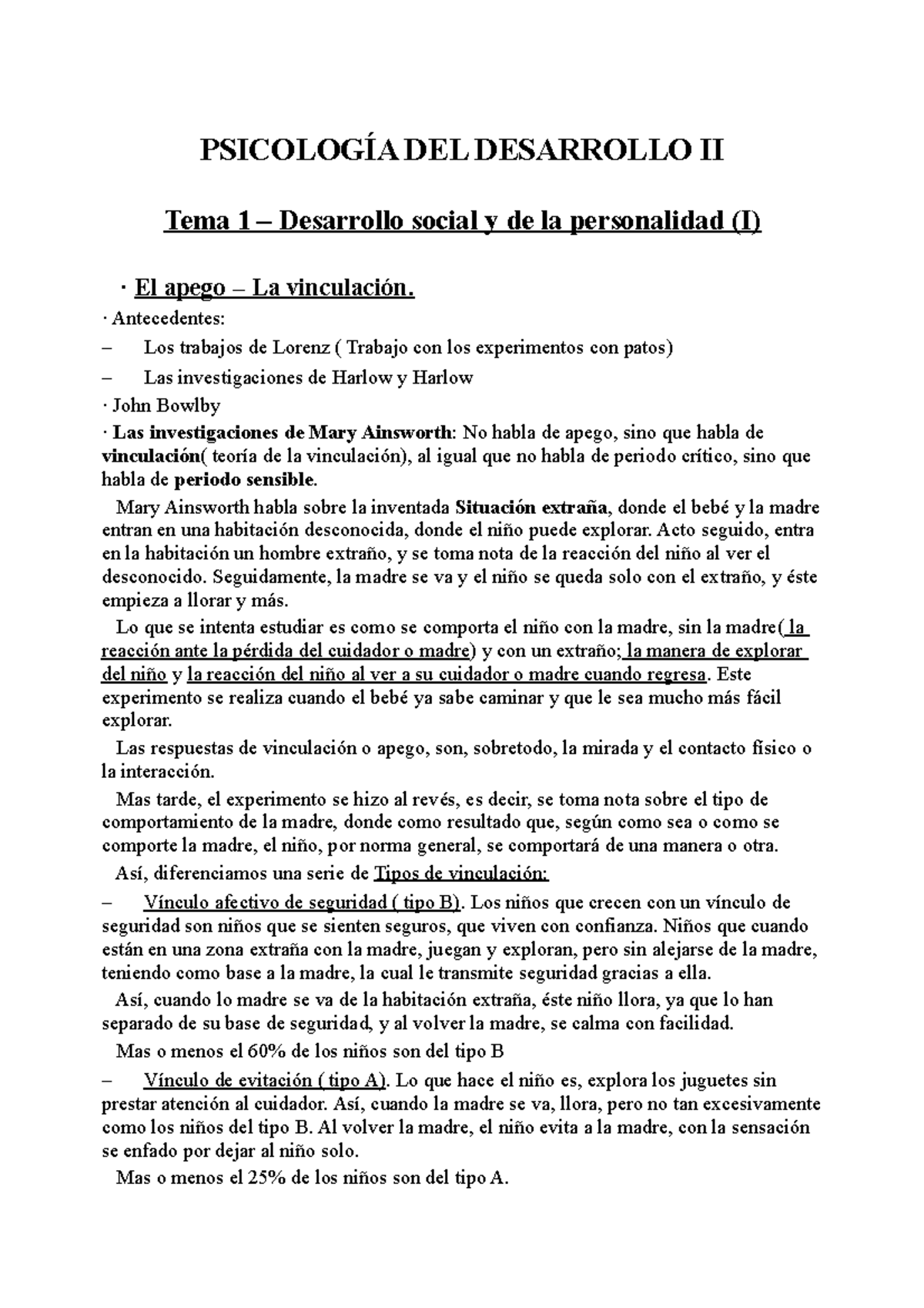 Apuntes De Psicología Del Desarrollo A Lo Largo Del Ciclo Vital Ii