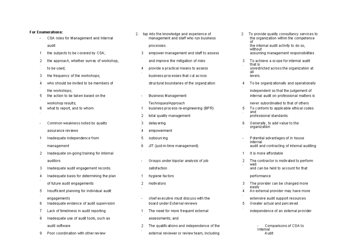 OAuditing Reviewer - For Enumerations: 2. tap into the knowledge and ...
