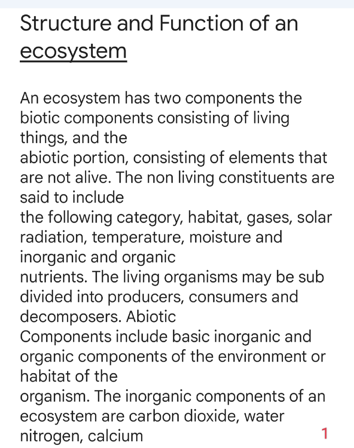 essay about structure of ecosystem