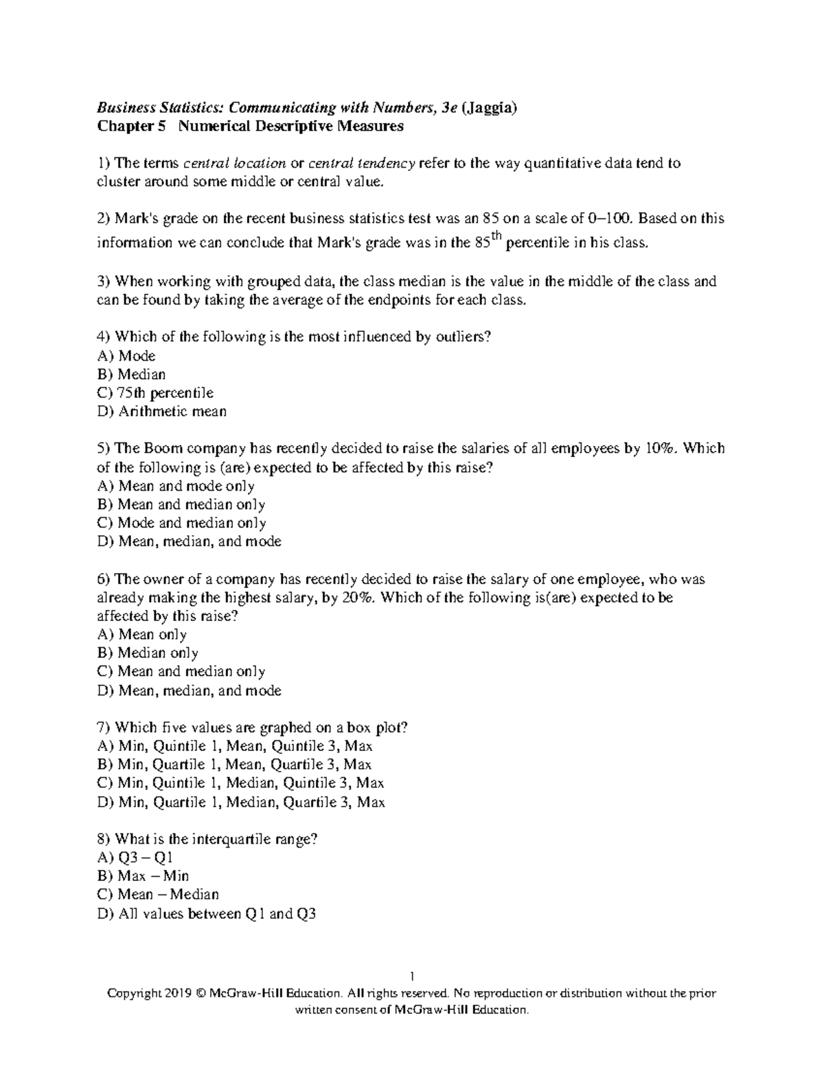 Tutorial Chapter 5 - 1 Copyright 2019 © McGraw-Hill Education. All ...