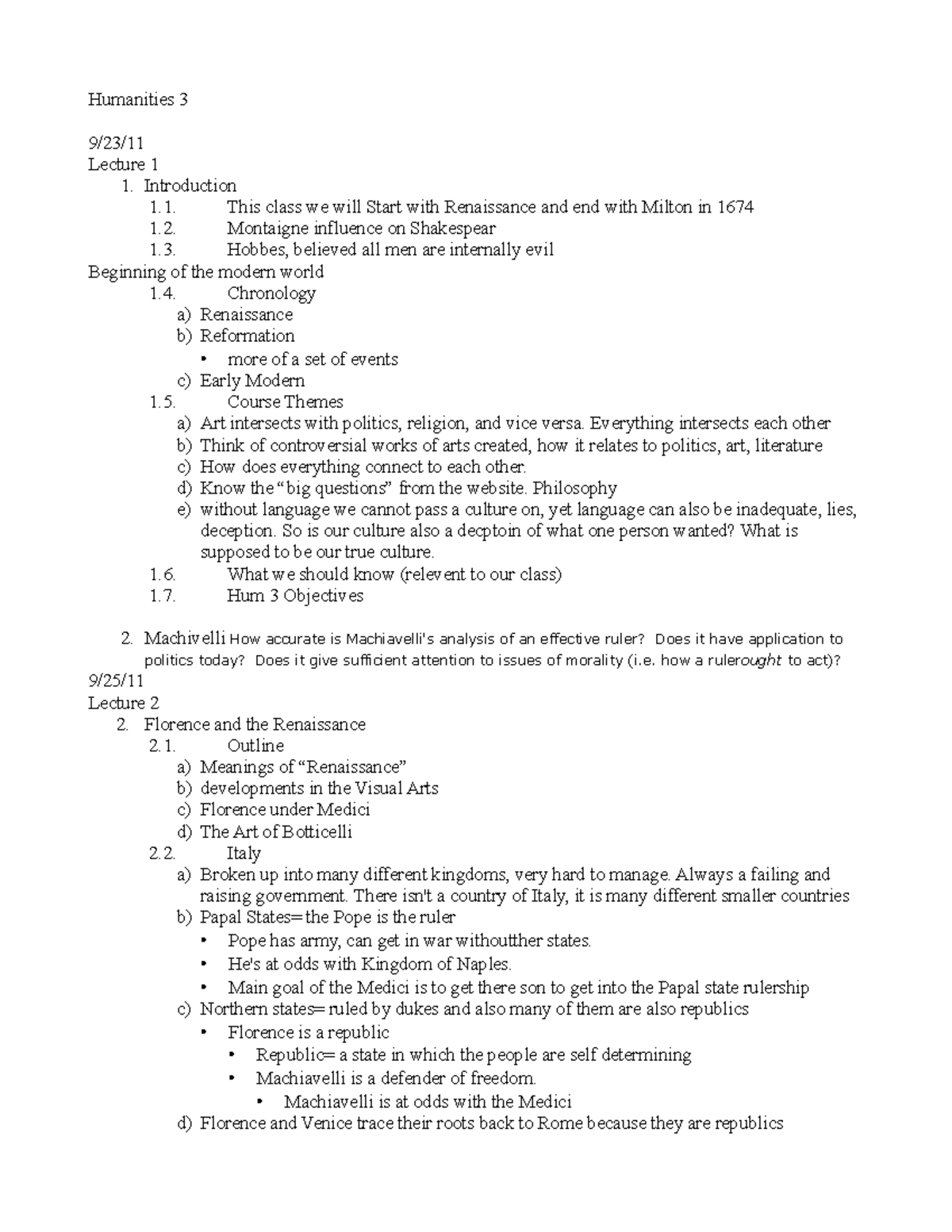 71382117-Lecture-Notes - Humanities 3 9/23/ Lecture 1 1. Introduction 1 ...