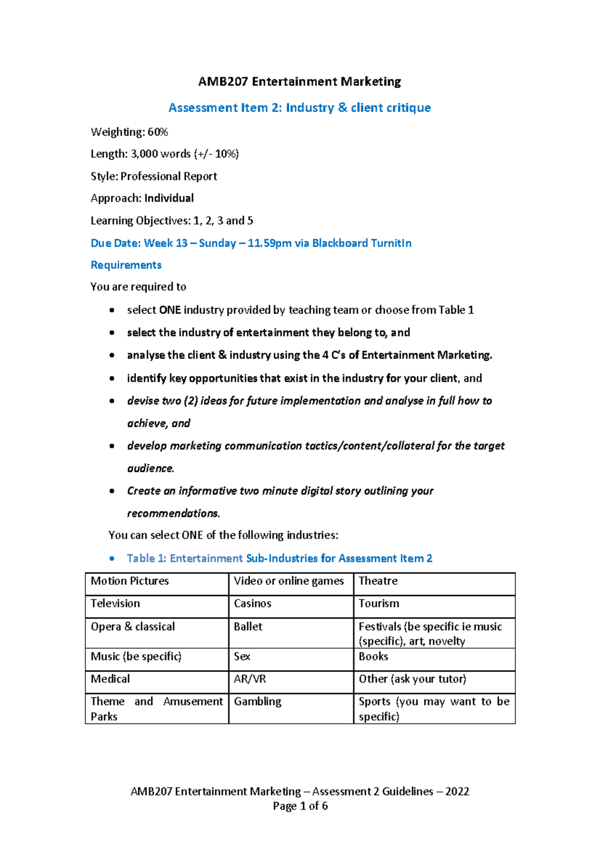 AMB207 2022 A2 Critique - AMB207 Entertainment Marketing – Assessment 2 ...