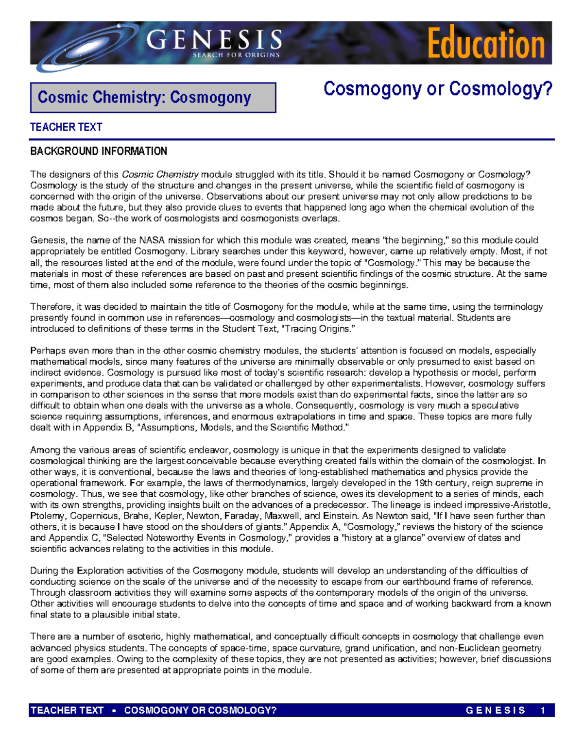 Cos Cosmol TT - N/a - Cosmic Chemistry: Cosmogony Cosmogony or ...