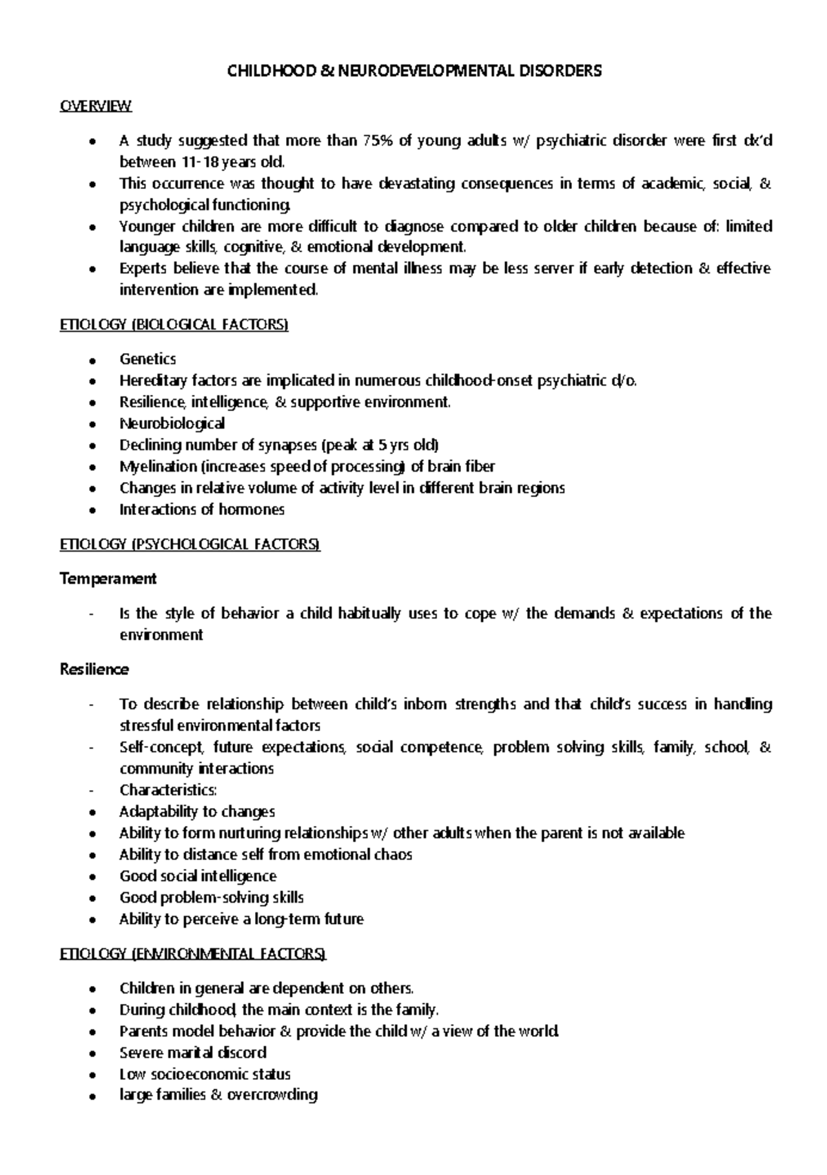 10) Childhood and Neurodevelopmental Disorders - CHILDHOOD ...