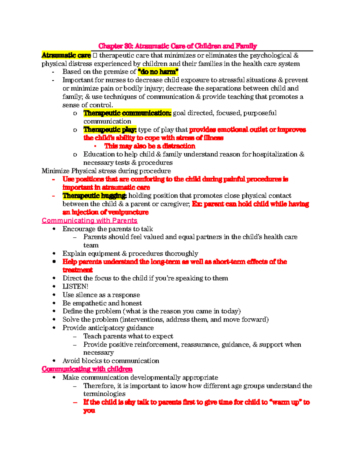 Atraumatic Care of Children and Family - Chapter 30: Atraumatic Care of ...