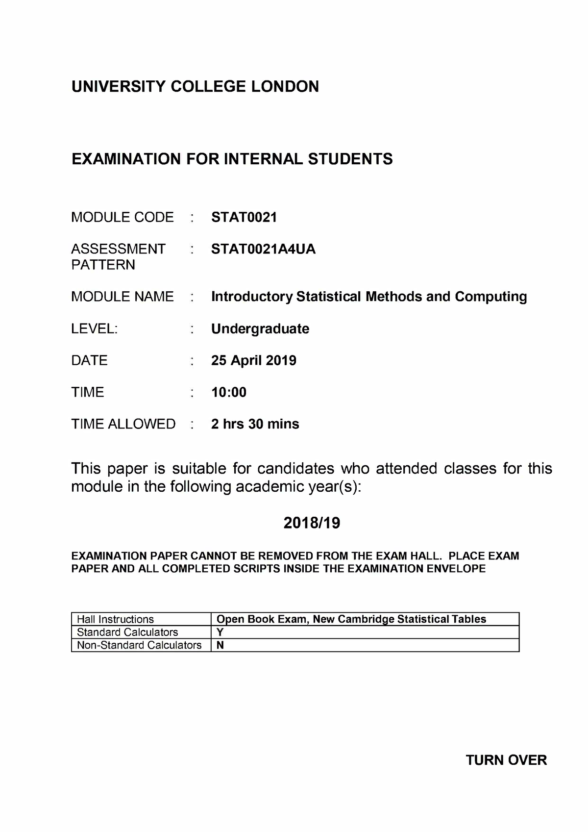 2019 PAST PAPER UNIVERSITY COLLEGE LONDON EXAMINATION FOR INTERNAL   Thumb 1200 1697 