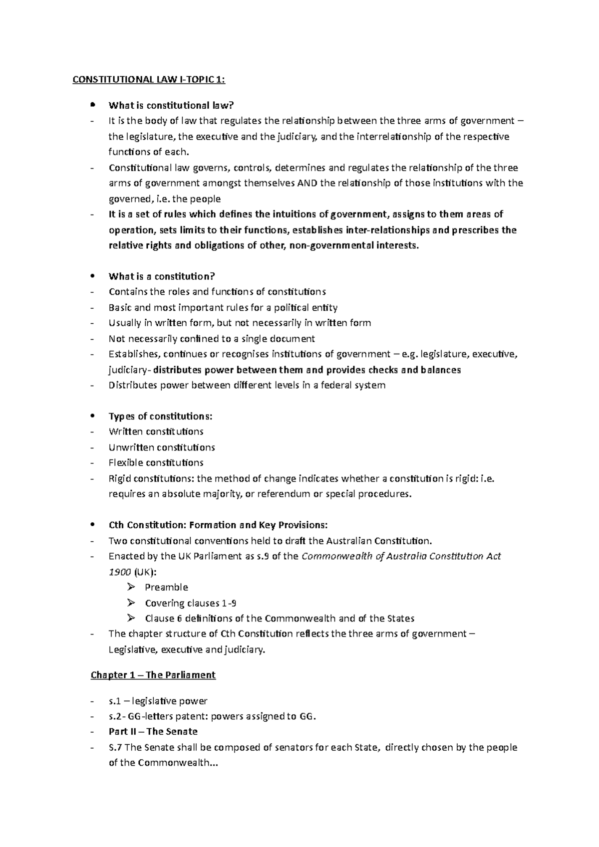 Constitutional LAW Lecture Summaries - CONSTITUTIONAL LAW 1: What is ...