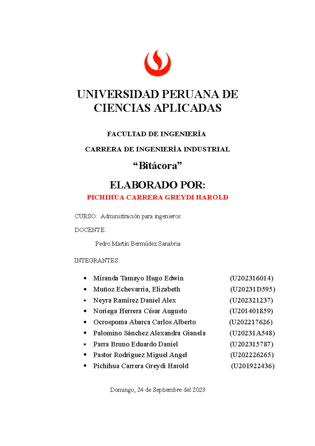 Bitacora TIPO greydi - UNIVERSIDAD PERUANA DE CIENCIAS APLICADAS ...
